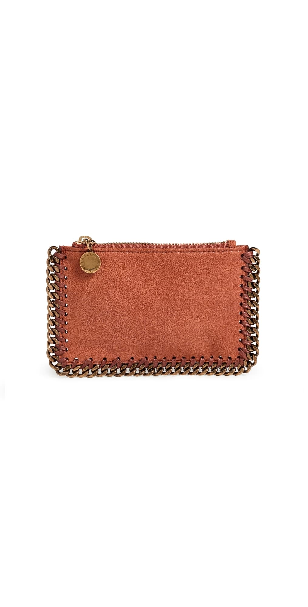 Stella McCartney Falabella Faux Shaggy Deer Zip Card Holder Tangerine