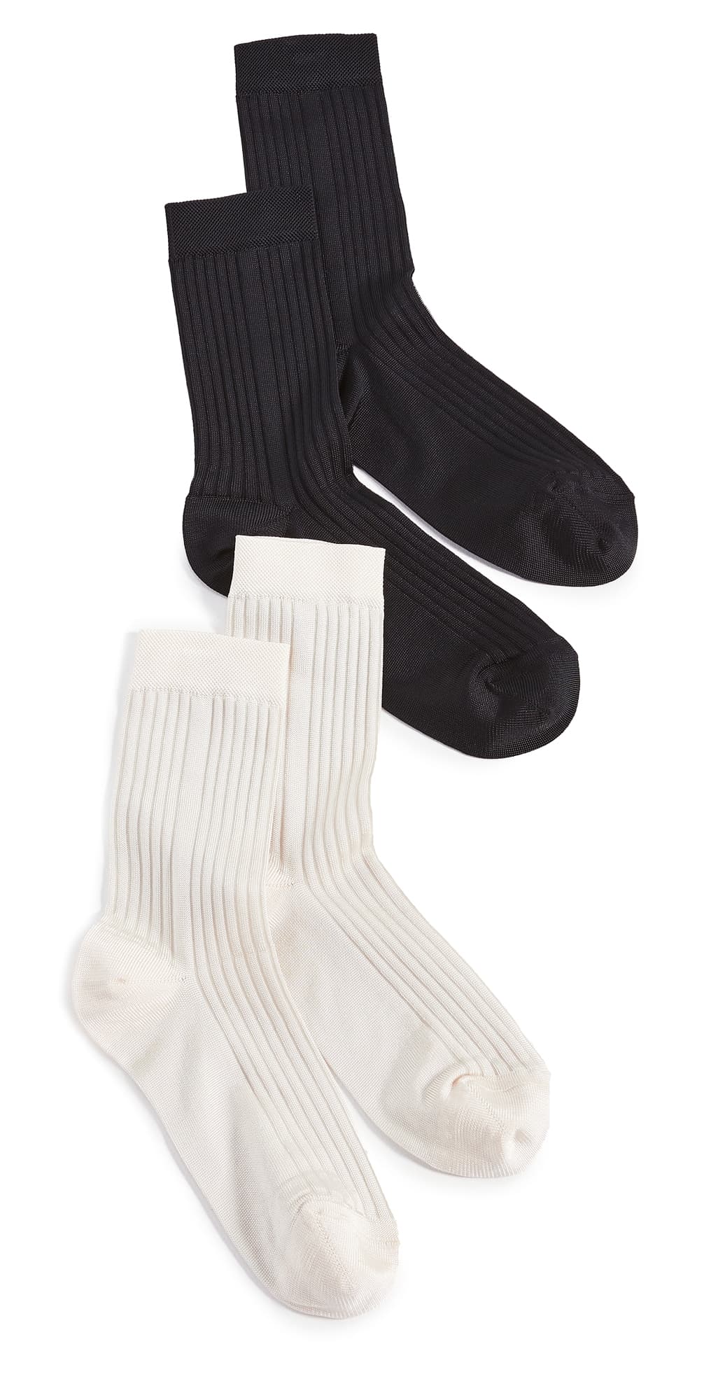 Stems Classic Rib Socks 2 Pack Black & Ivory · One Size