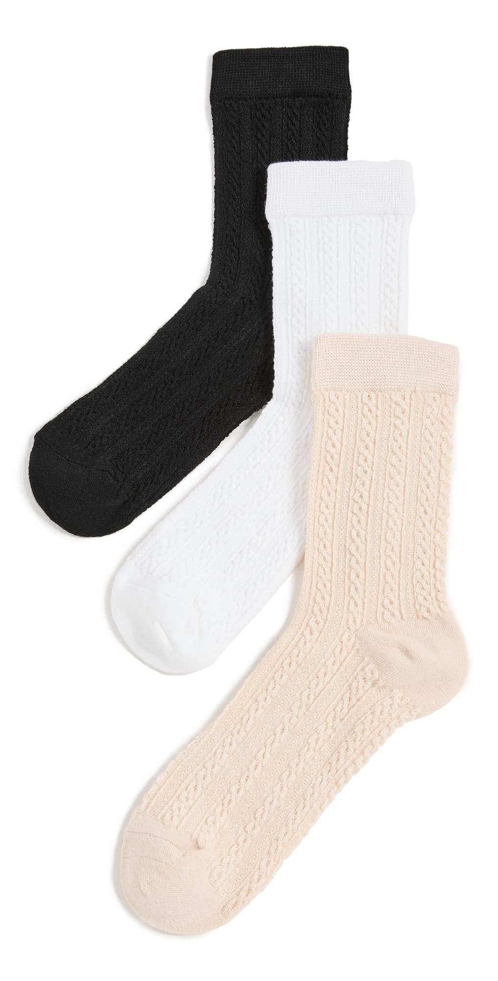Stems Delicate Knit Socks 3 Pack Black/Ivory/Oat · One Size