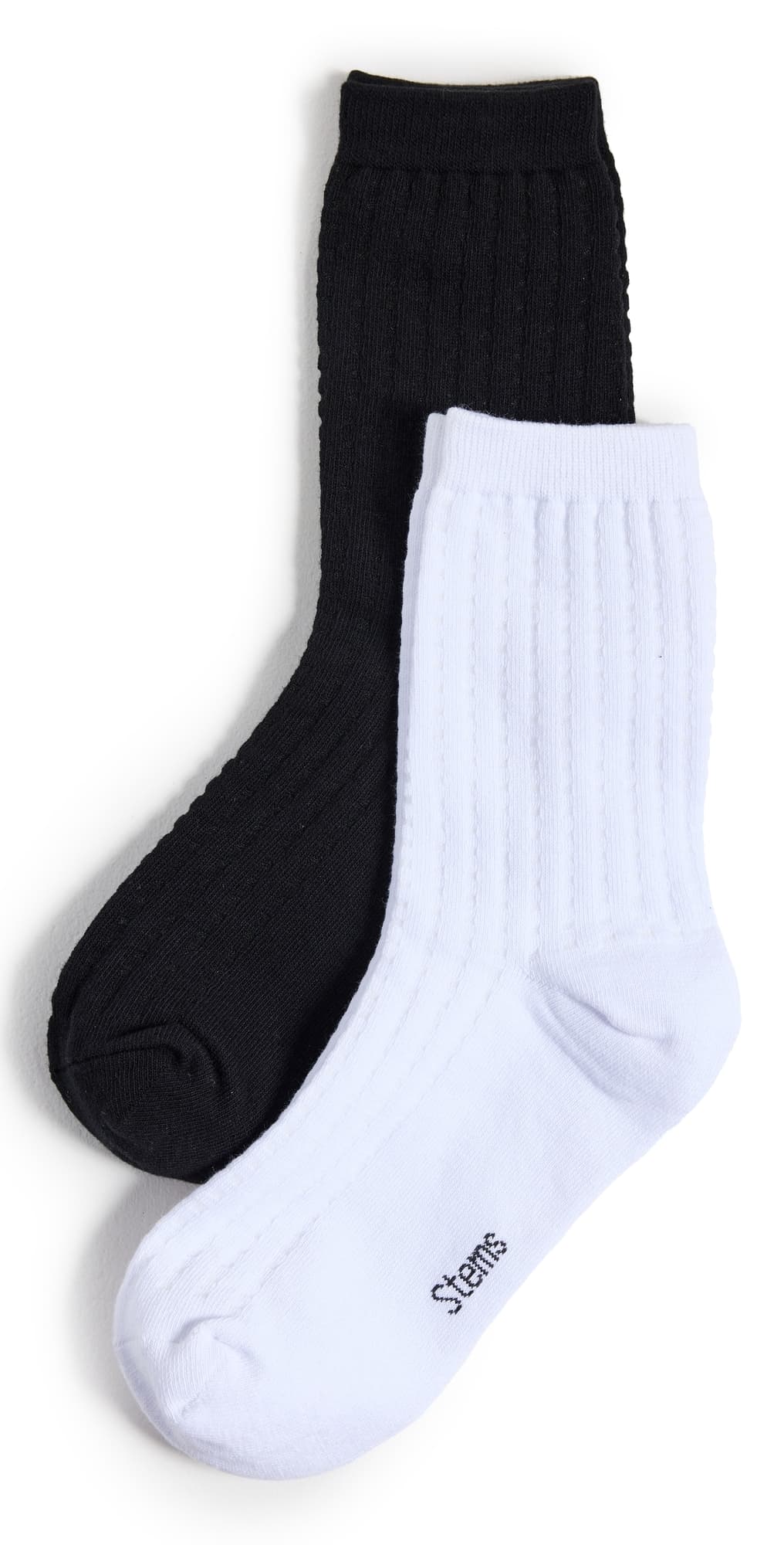 Stems Waffle Knit Socks 2 Pack Black/Ivory · One Size