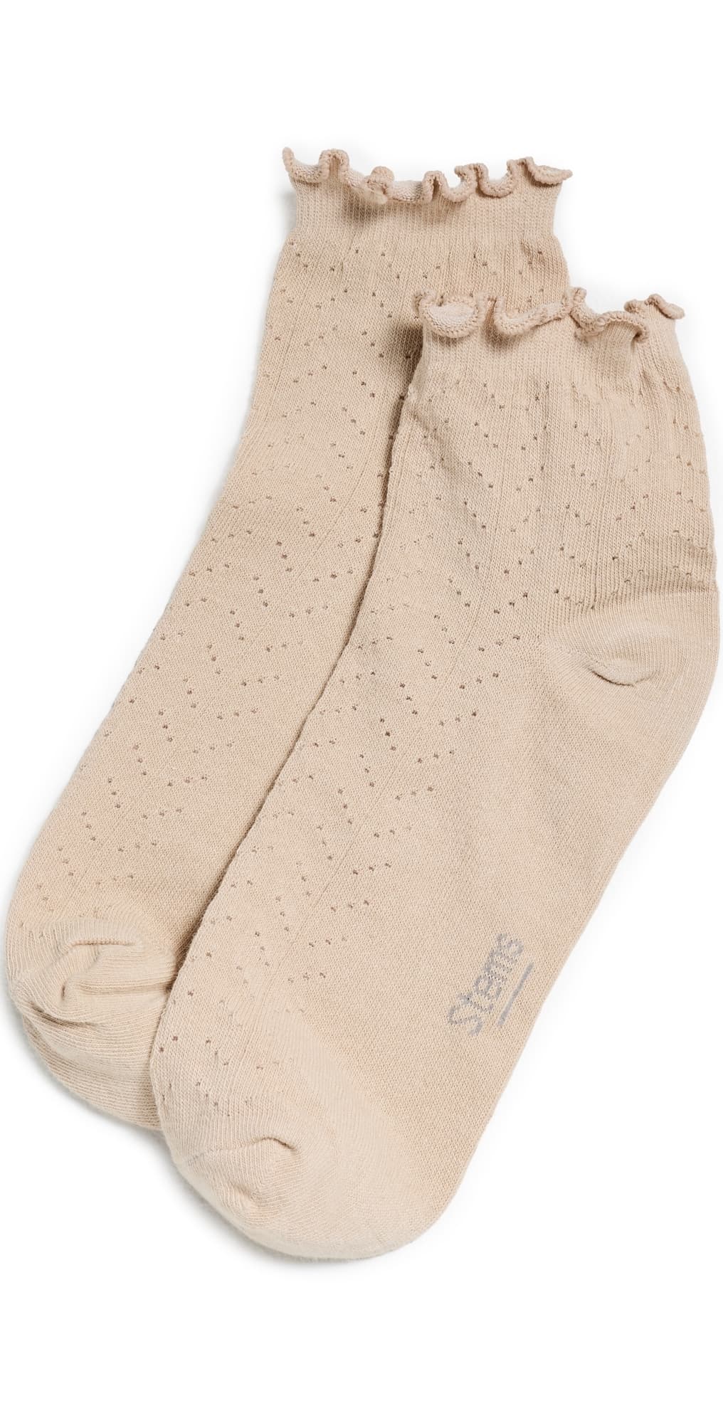 Stems Pointelle Ankle Socks Beige · One Size