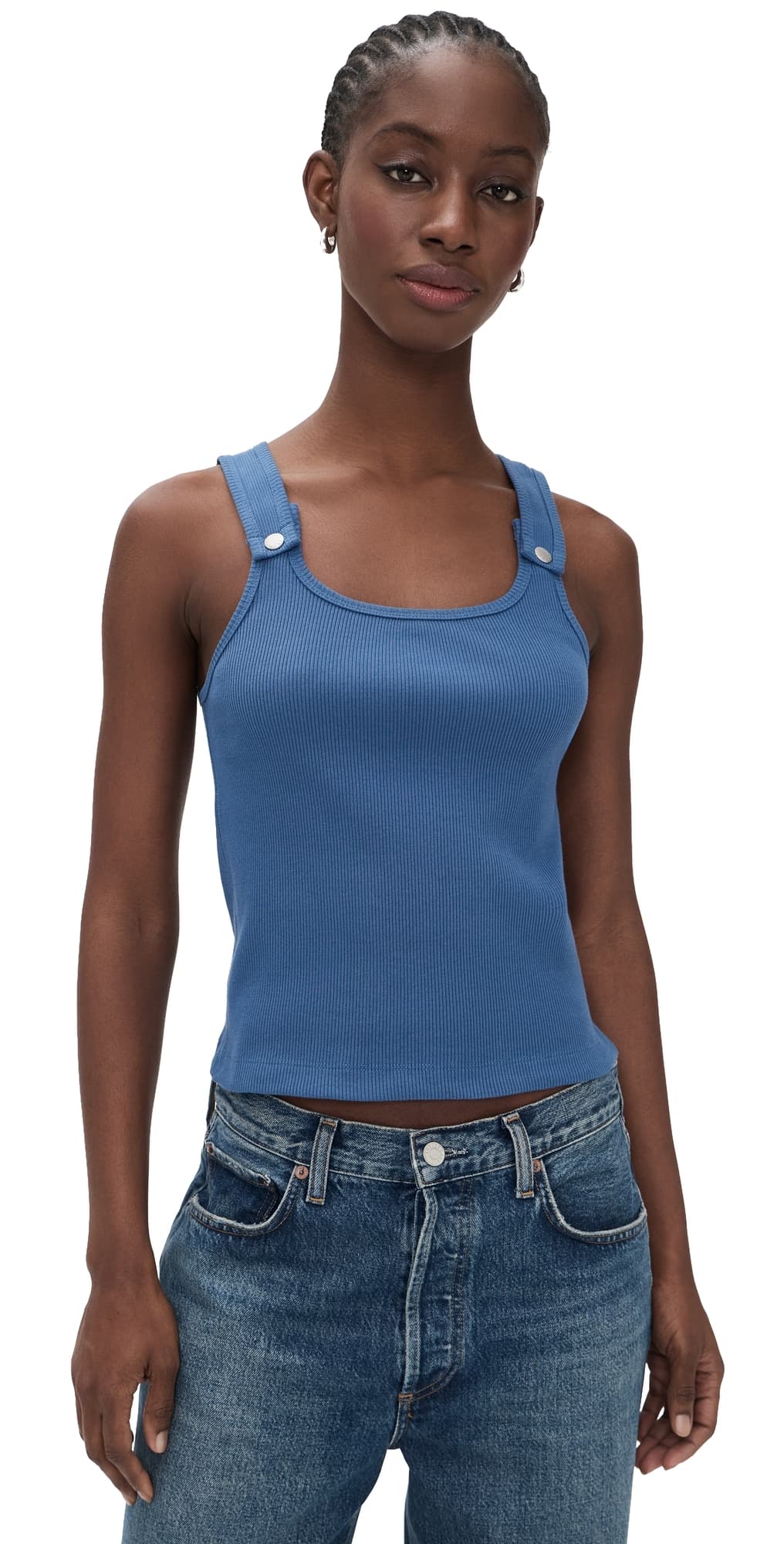 Still Here Snap Tank Top Blue