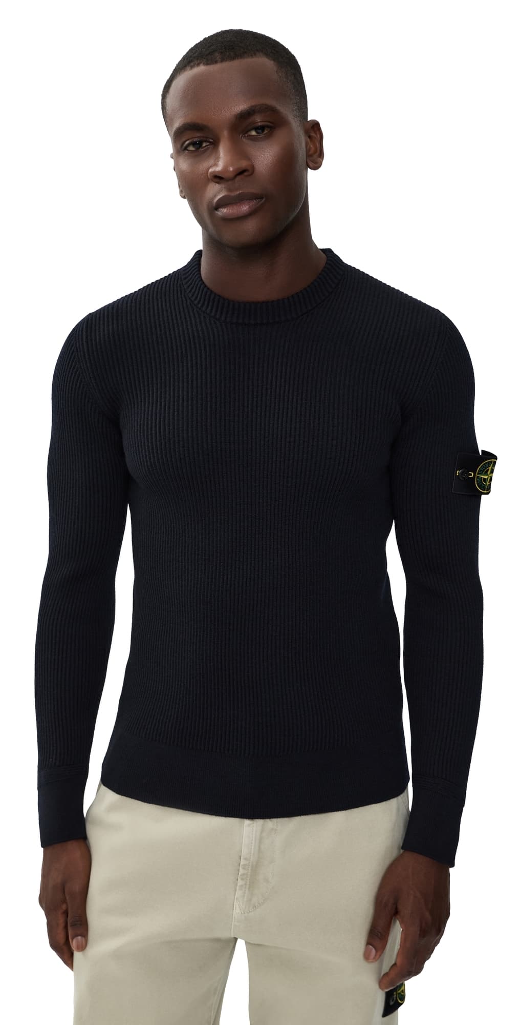 Stone Island Rib Crew Neck Sweater Navy Blue