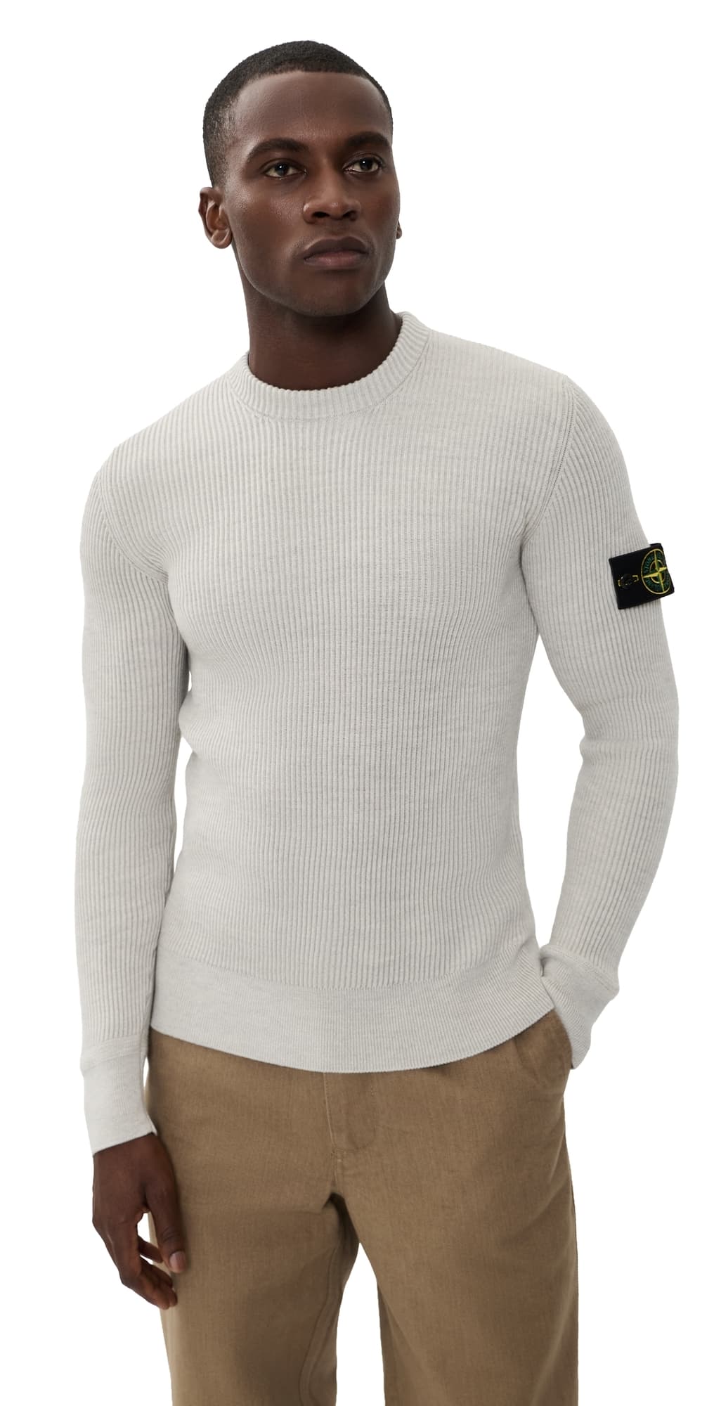 Stone Island Rib Crew Neck Sweater Sand Melange