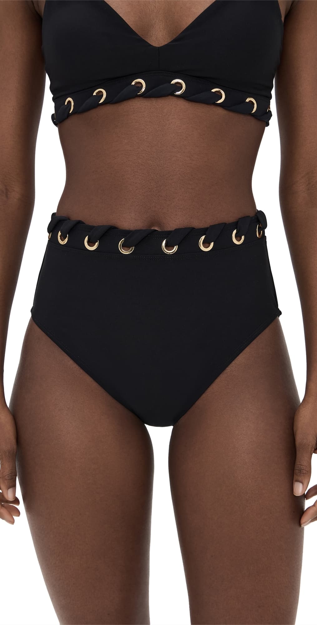 STYLEST DreamSculpt Grommet High Waisted Bikini Bottoms Caviar