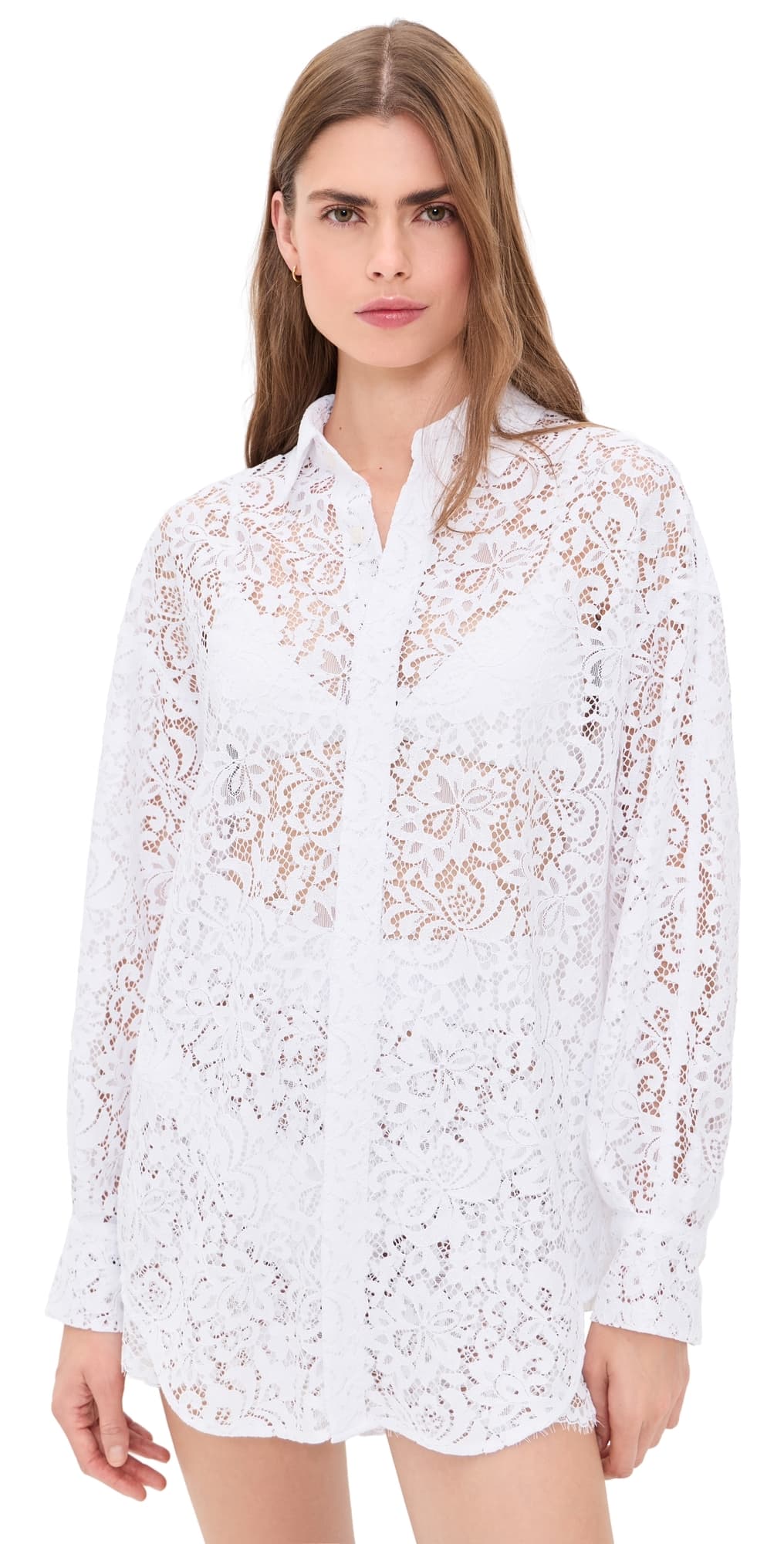 STYLEST AquaLace Quick-Dry Beach Shirt Blanc Floral Lace · One Size