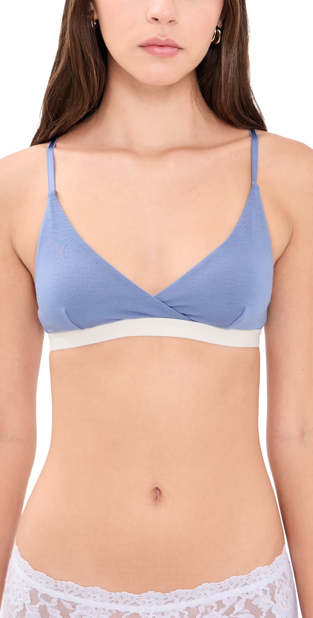 Stripe & Stare The Crossover Bra Denim Blue/Buttercream
