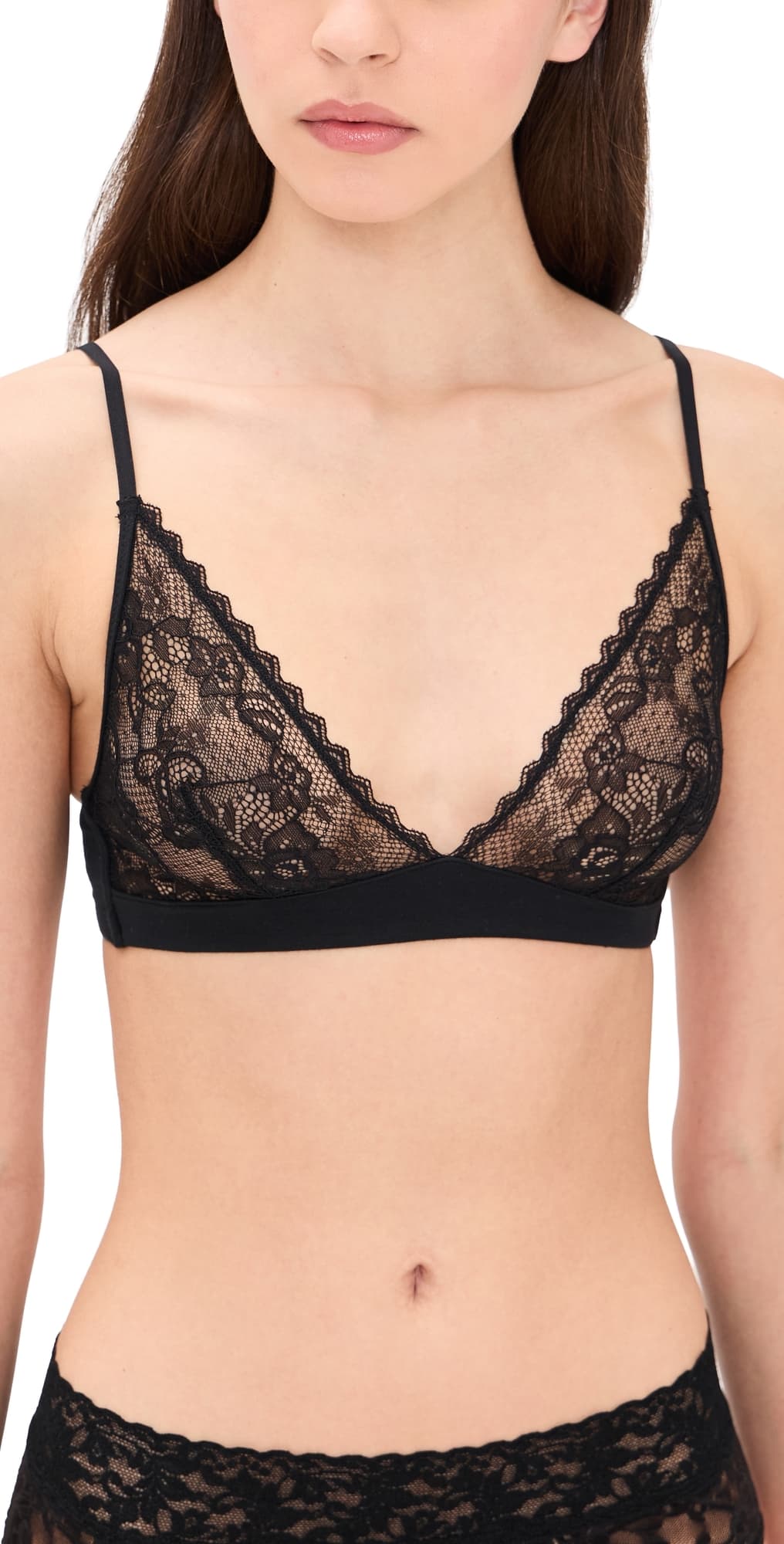 Stripe & Stare Eco Lace Non Pad Triangle Bra Black