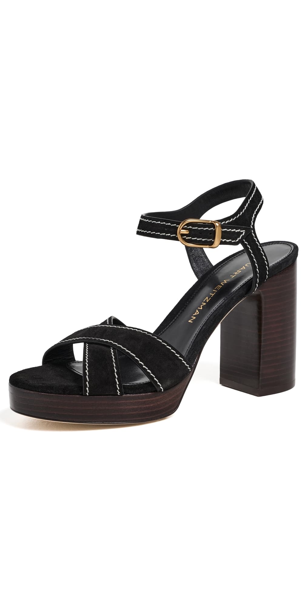 Stuart Weitzman Park Platform Heels 85mm Blk/Mrn Vno