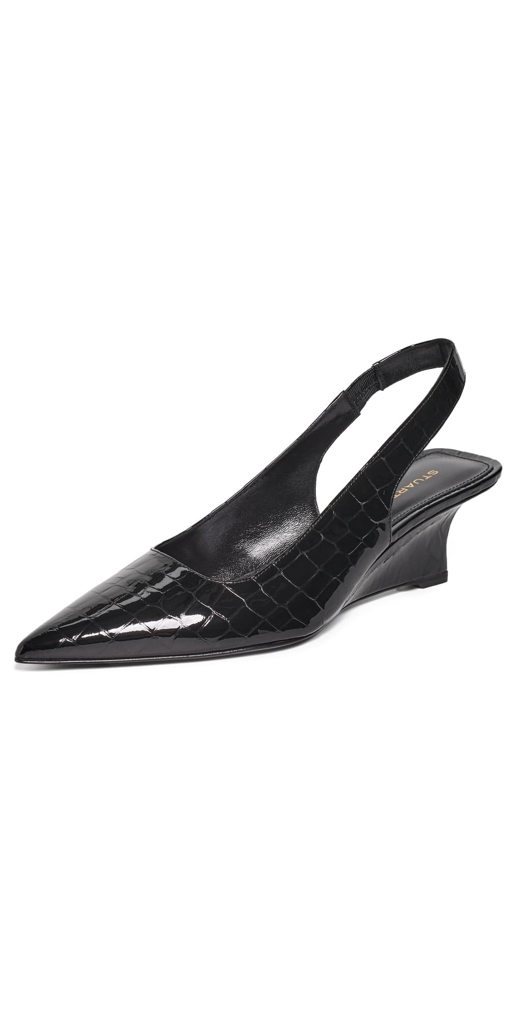 Stuart Weitzman Vinnie Sling Wedge Heels 50 Black