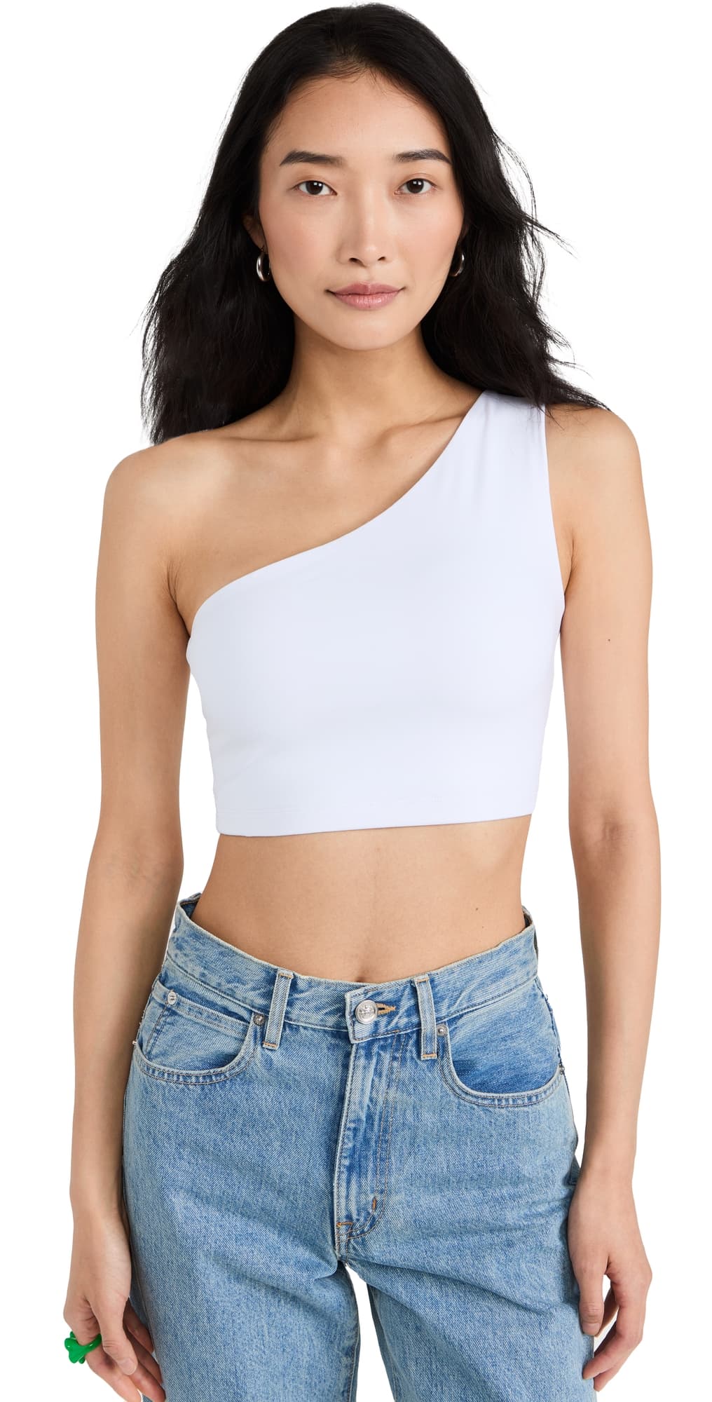 Susana Monaco Essential One-Shoulder Crop Top Sugar