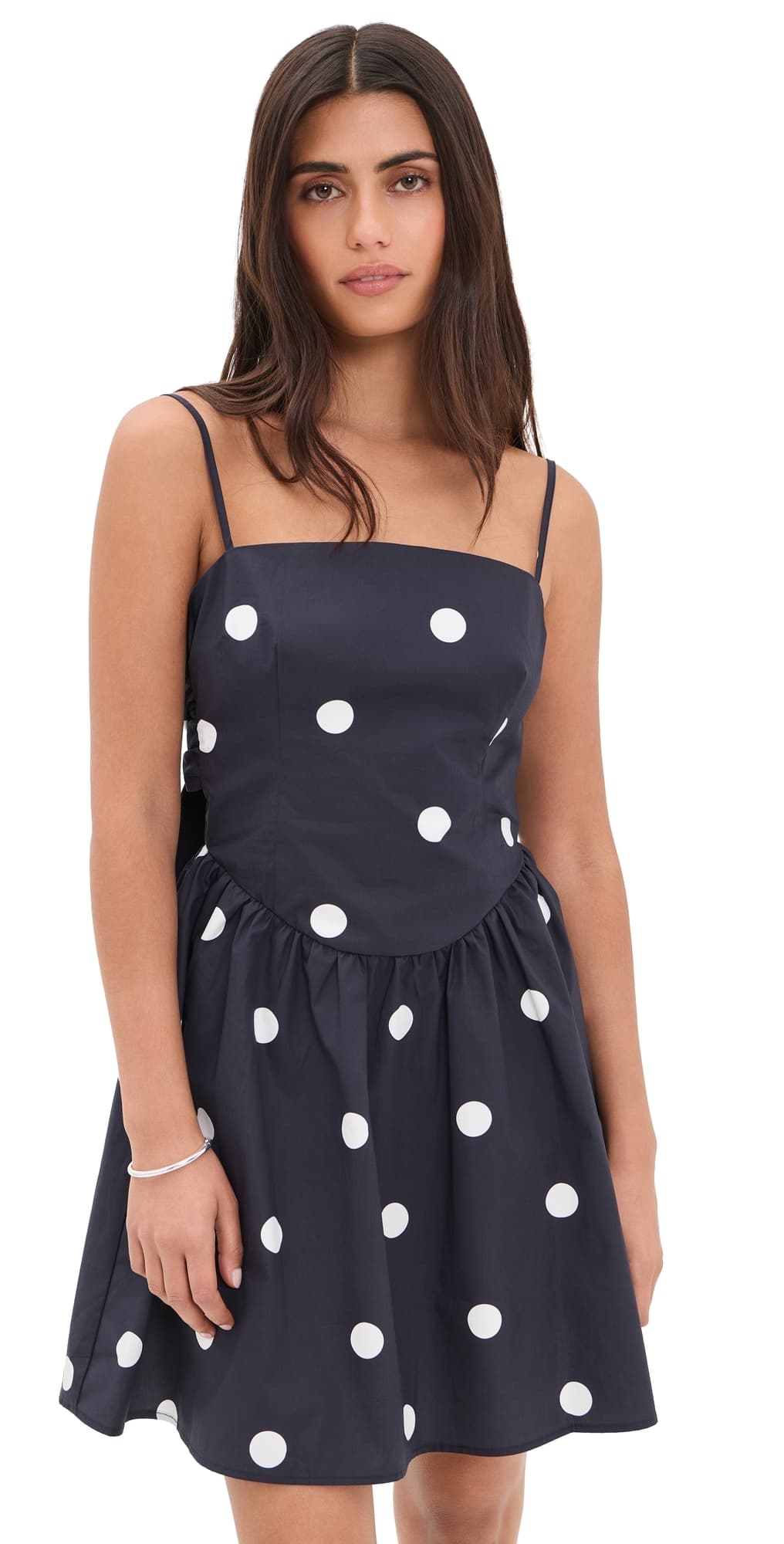 Susana Monaco Polka-Dot Poplin Mini Dress Midnight/Sugar