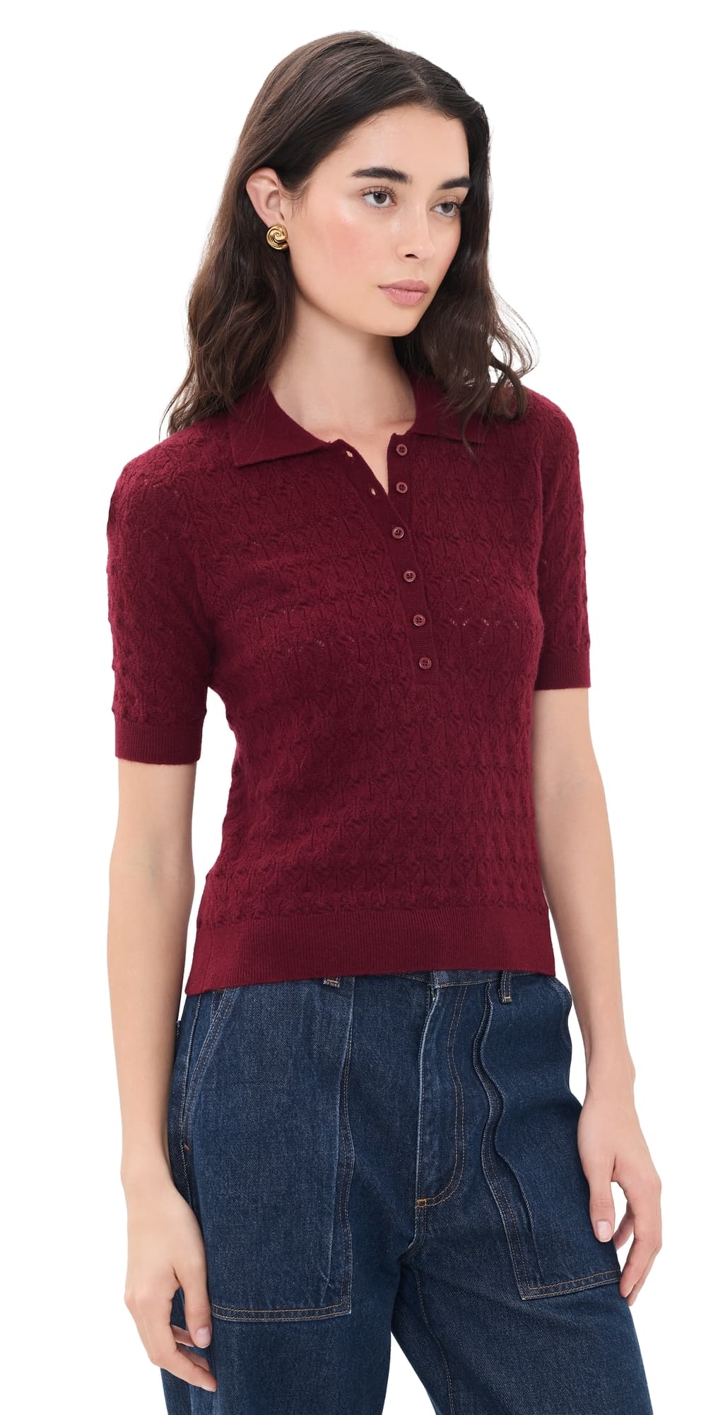 Susana Monaco Pointelle Polo Oxblood