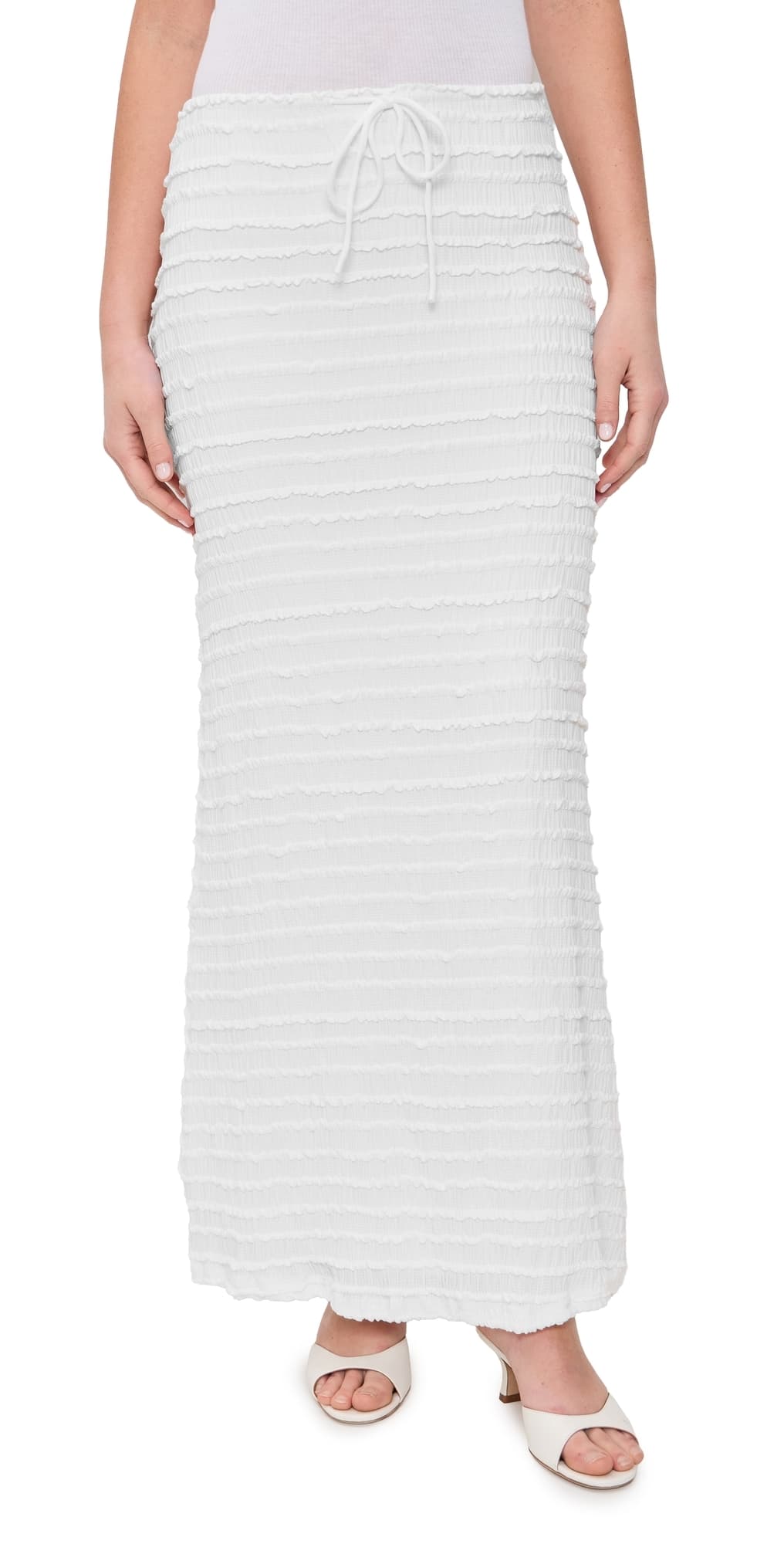 Seven Wonders Adalee Ruffle Texture Maxi Skirt White