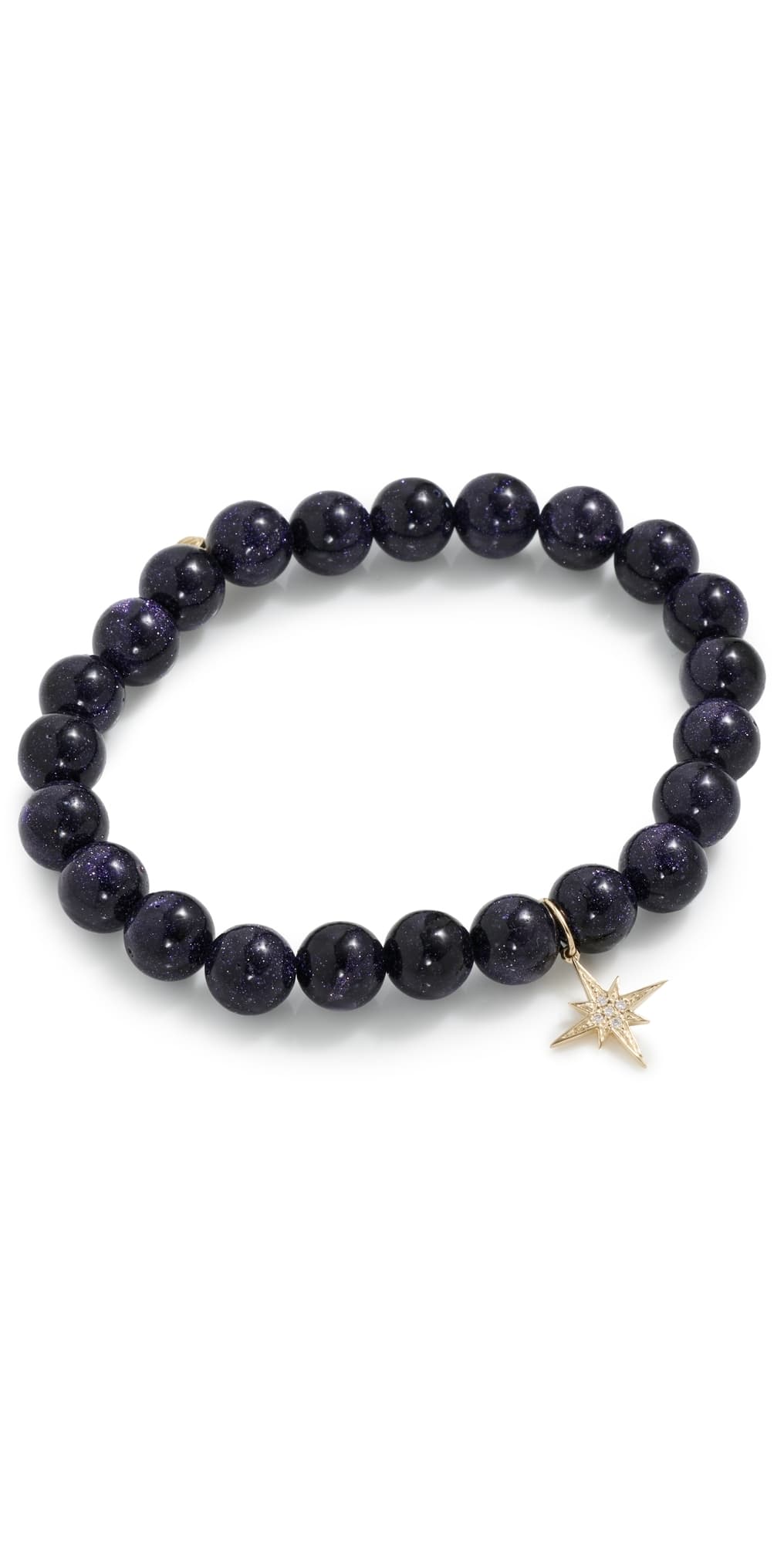 Sydney Evan 14k Small Pave Starburst Charm Bracelet Blue