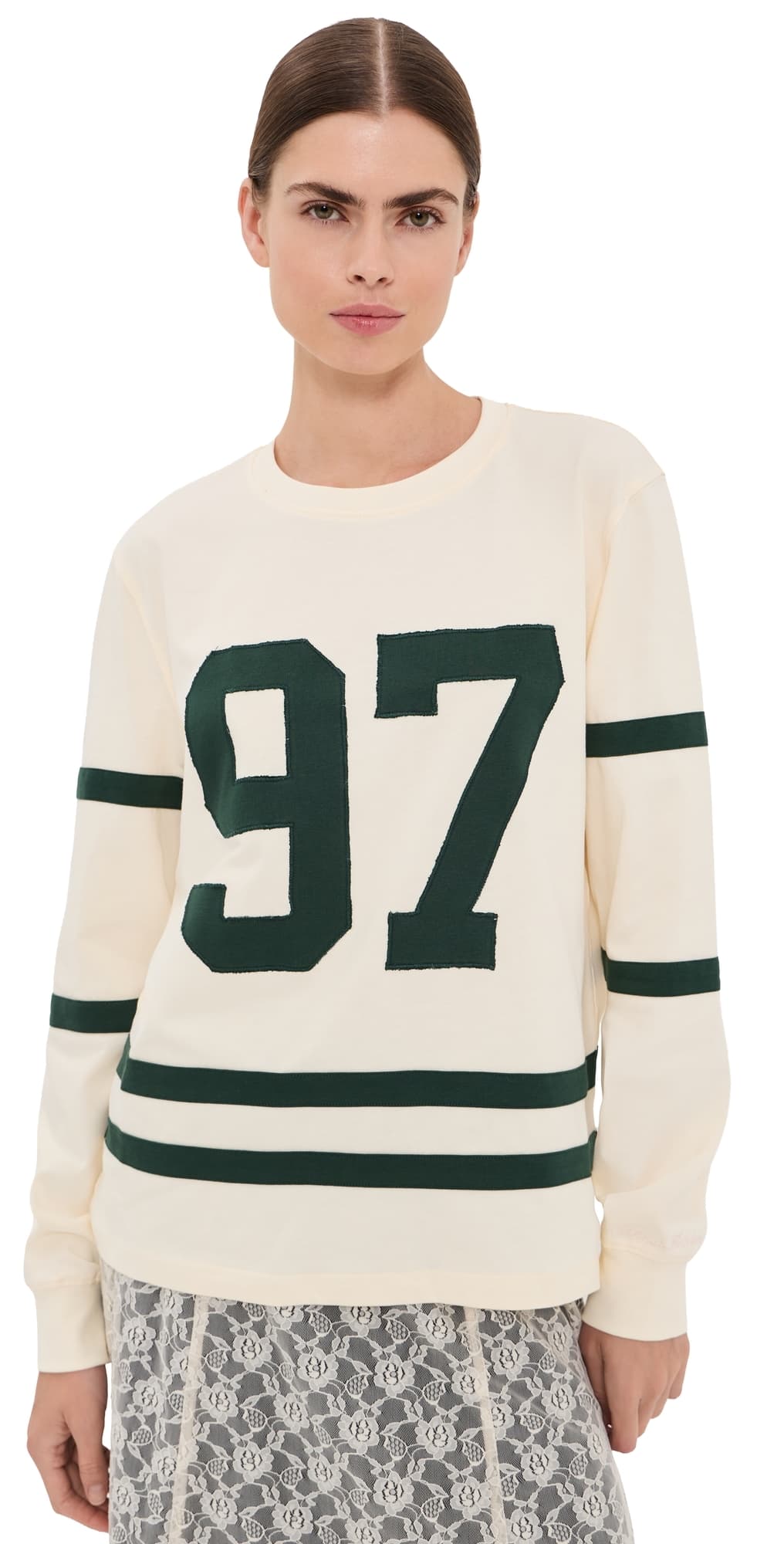 Tanner Fletcher Flynn "97" Varsity Long Sleeve Tee Ivory/Green