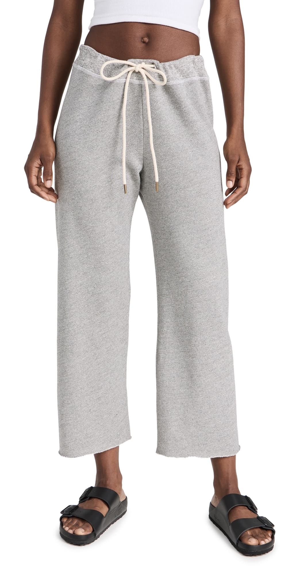 THE GREAT. The Wide Leg Cropped Sweatpants Varsity Grey