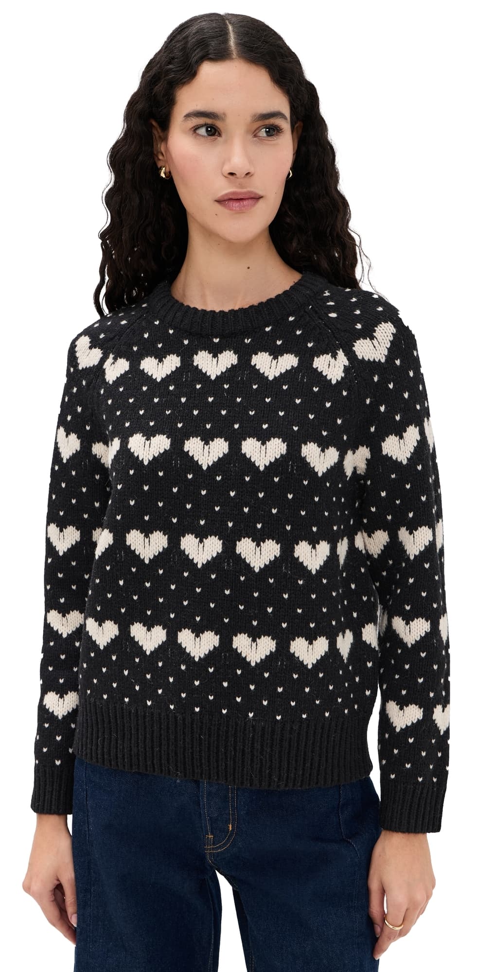 THE GREAT. The Heart Crewneck Black w/ Pearl · 0
