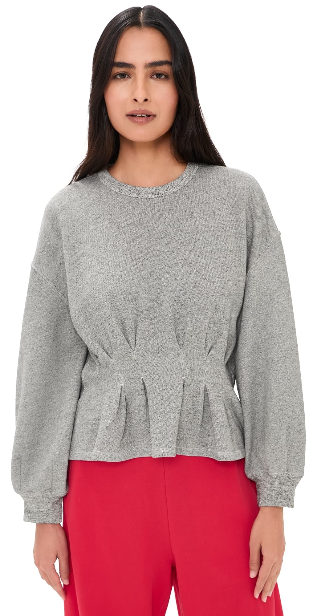 THE GREAT. The Slouchy Corset Sweatshirt Varsity Grey