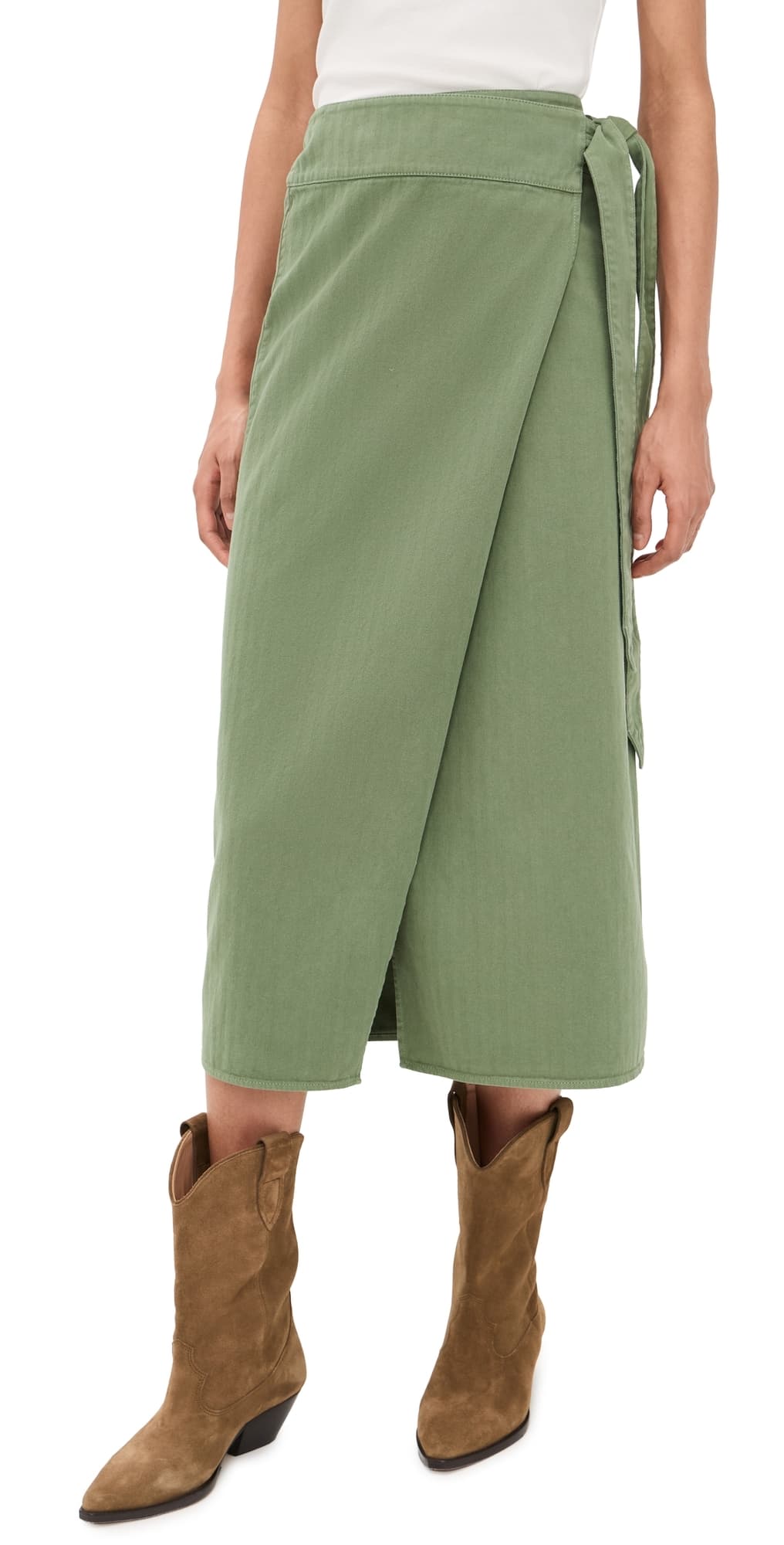 THE GREAT. The Wrap Skirt Classic Army