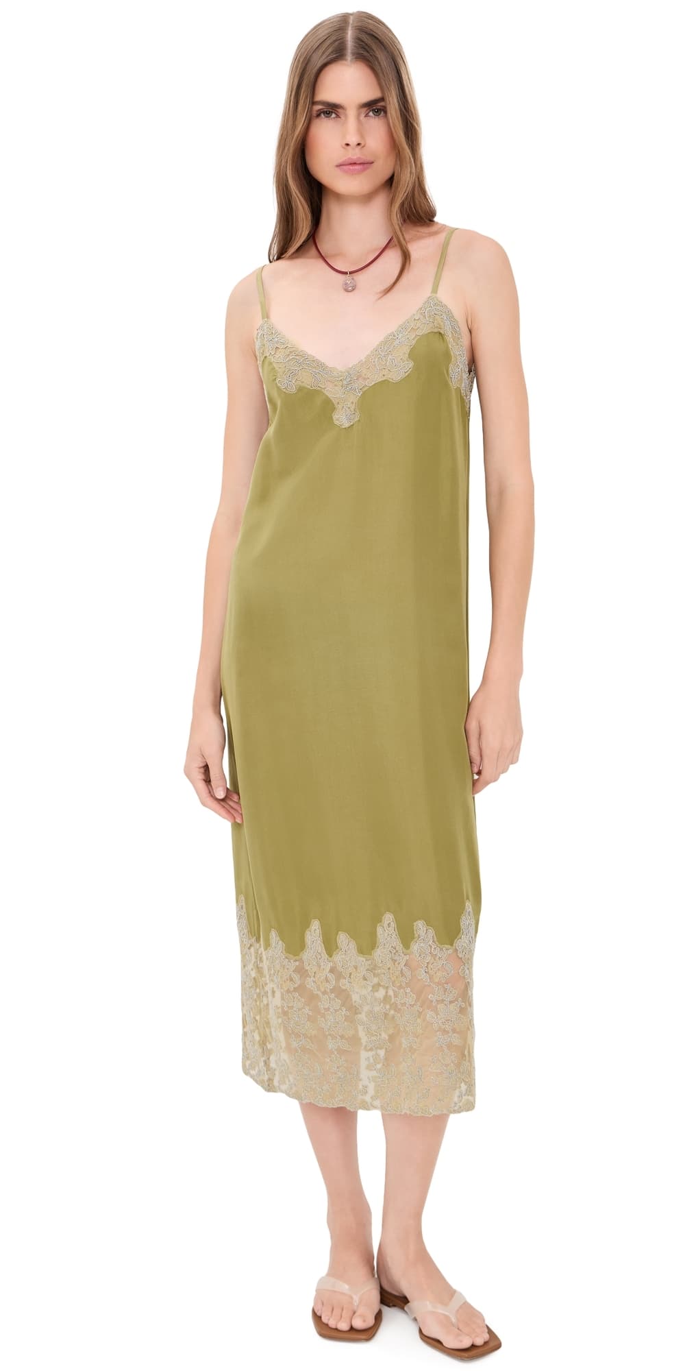 THE GREAT. The Legacy Dress Light Olive/Cream