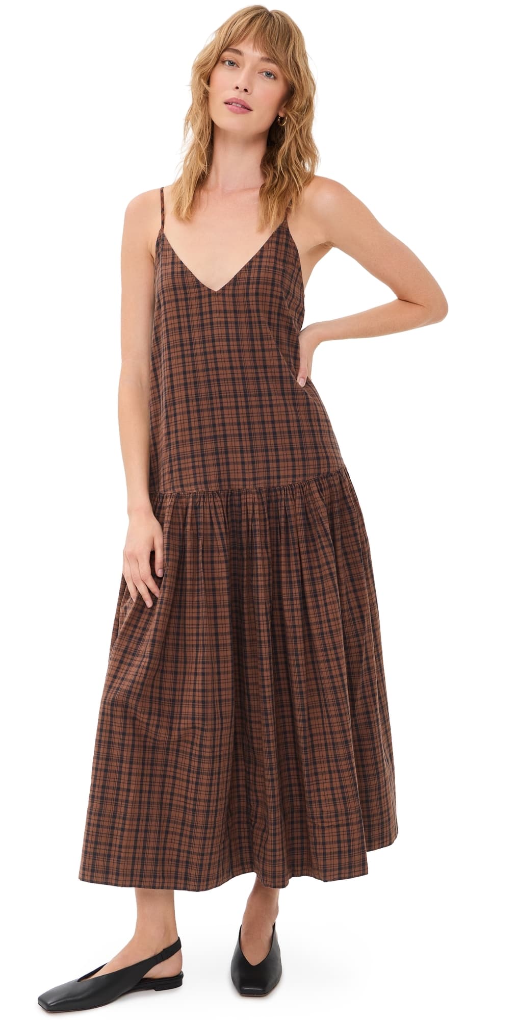 THE GREAT. The Drop Waist Dress Woodcrest Plaid