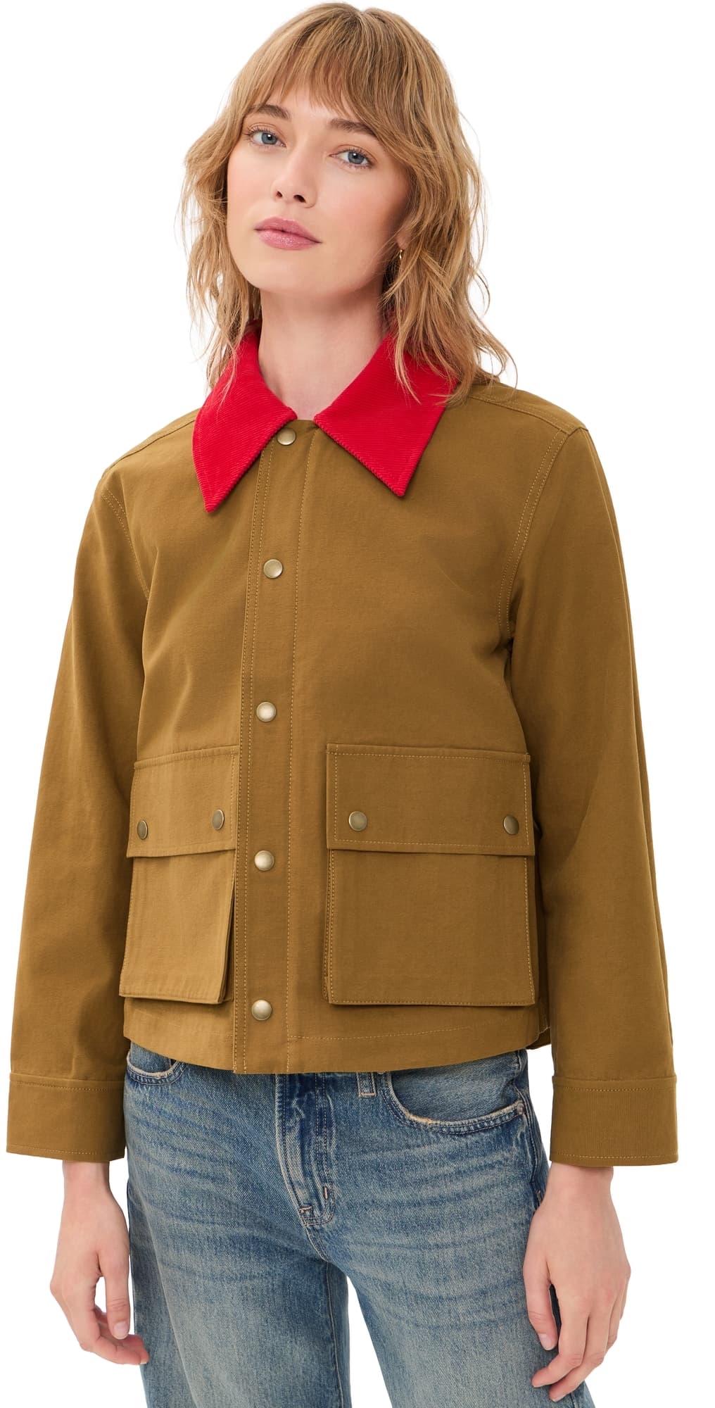 THE GREAT. The Swingy Jacket Rust With Bright Red