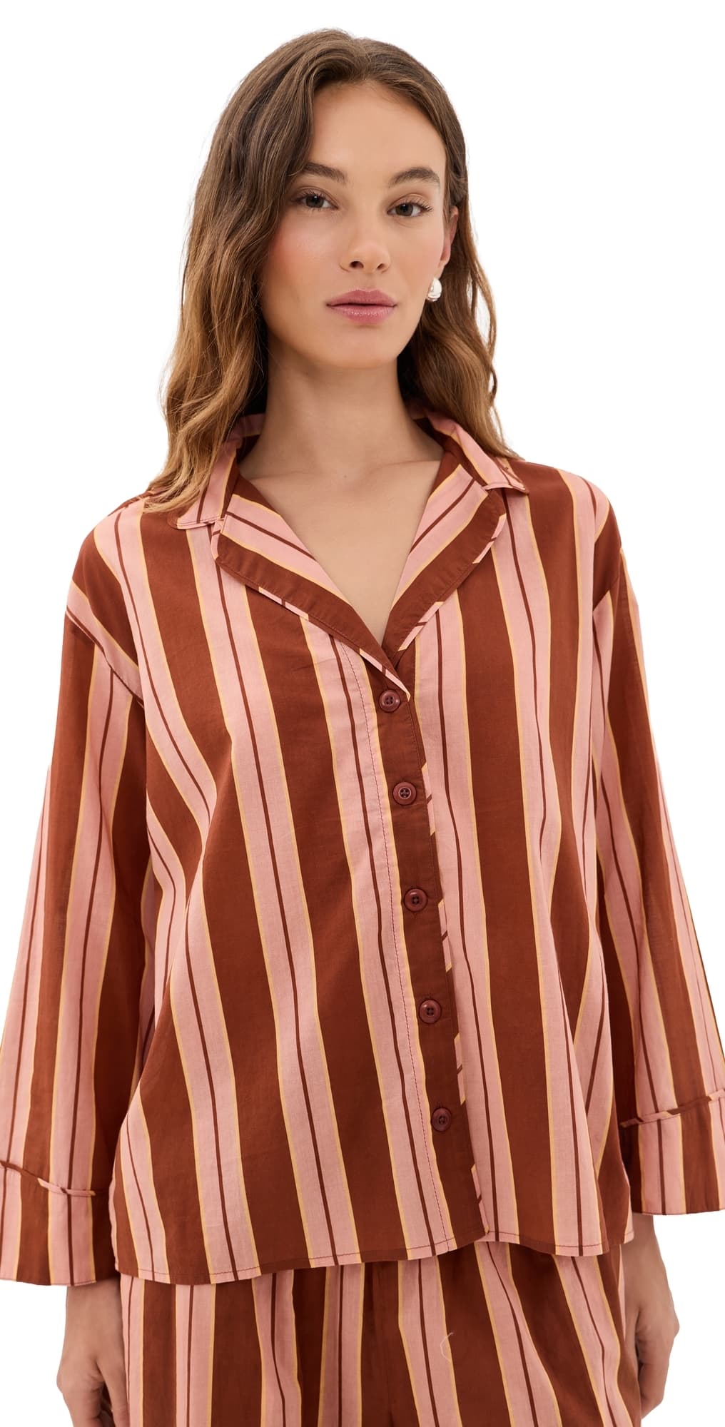 THE GREAT. The Pajama Shirt Ganache Stripe