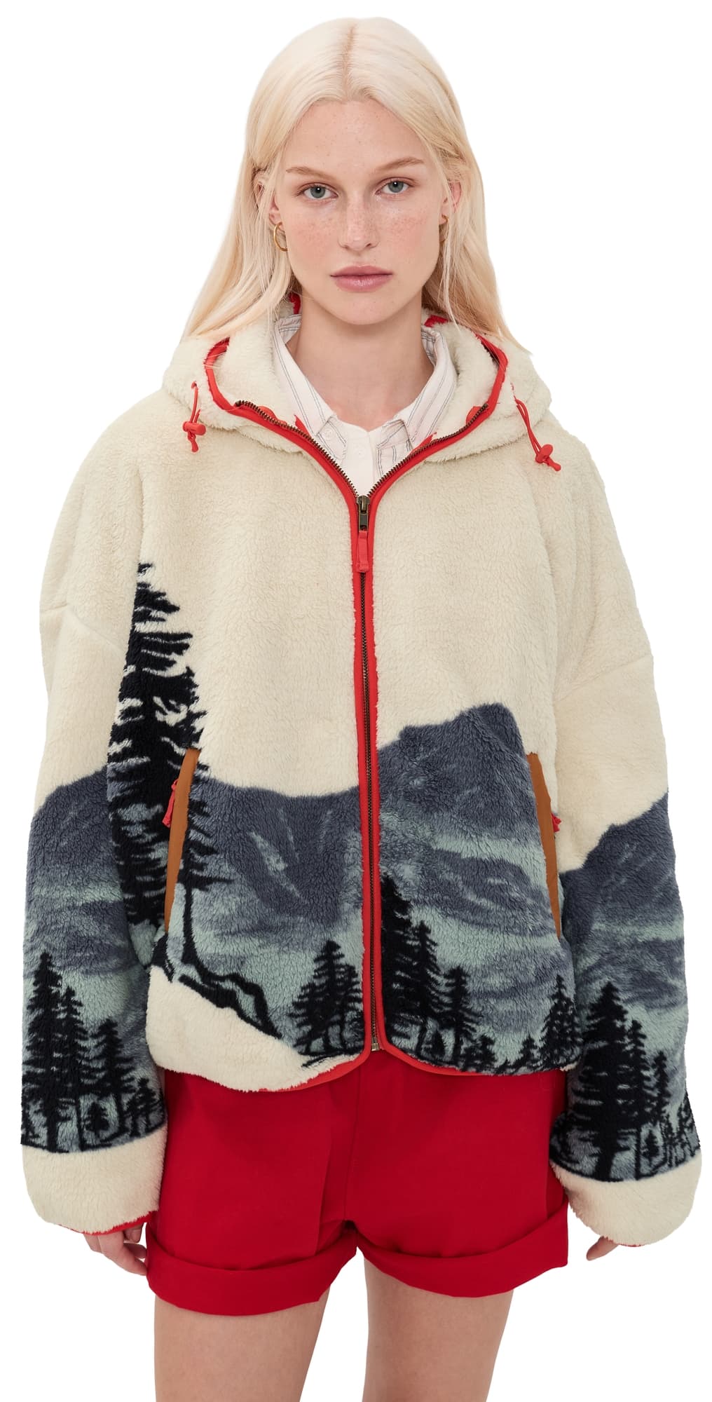 THE GREAT. Outdoors The Plush Horizon Full Zip Jacket Snowcap View Landscape