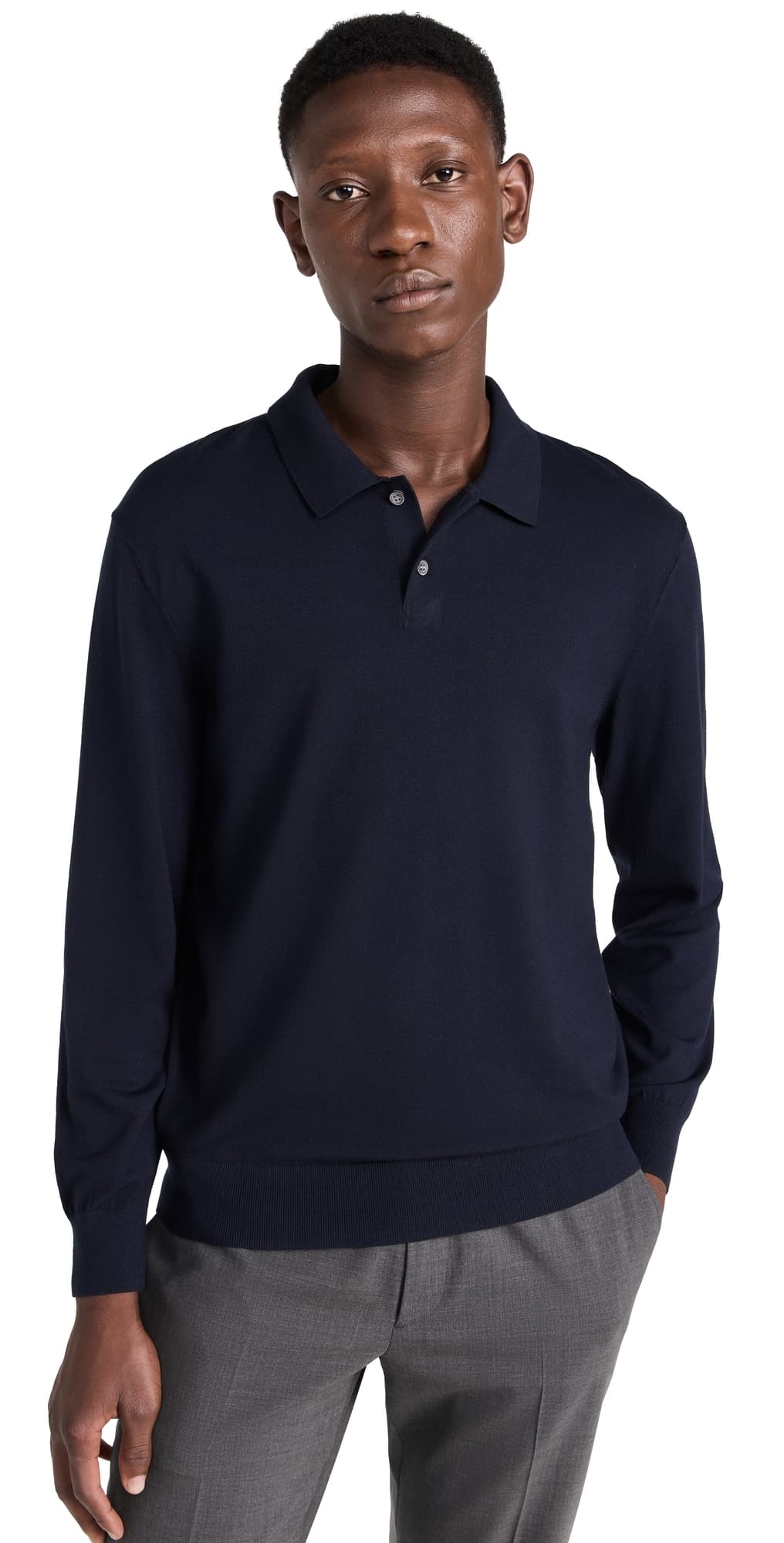 Theory Goris Polo Long Sleeve in Light Bilen Baltic