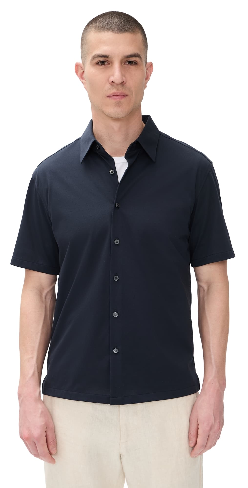 Theory Structure Knit Irving Short Sleeve Shirt Eclipse