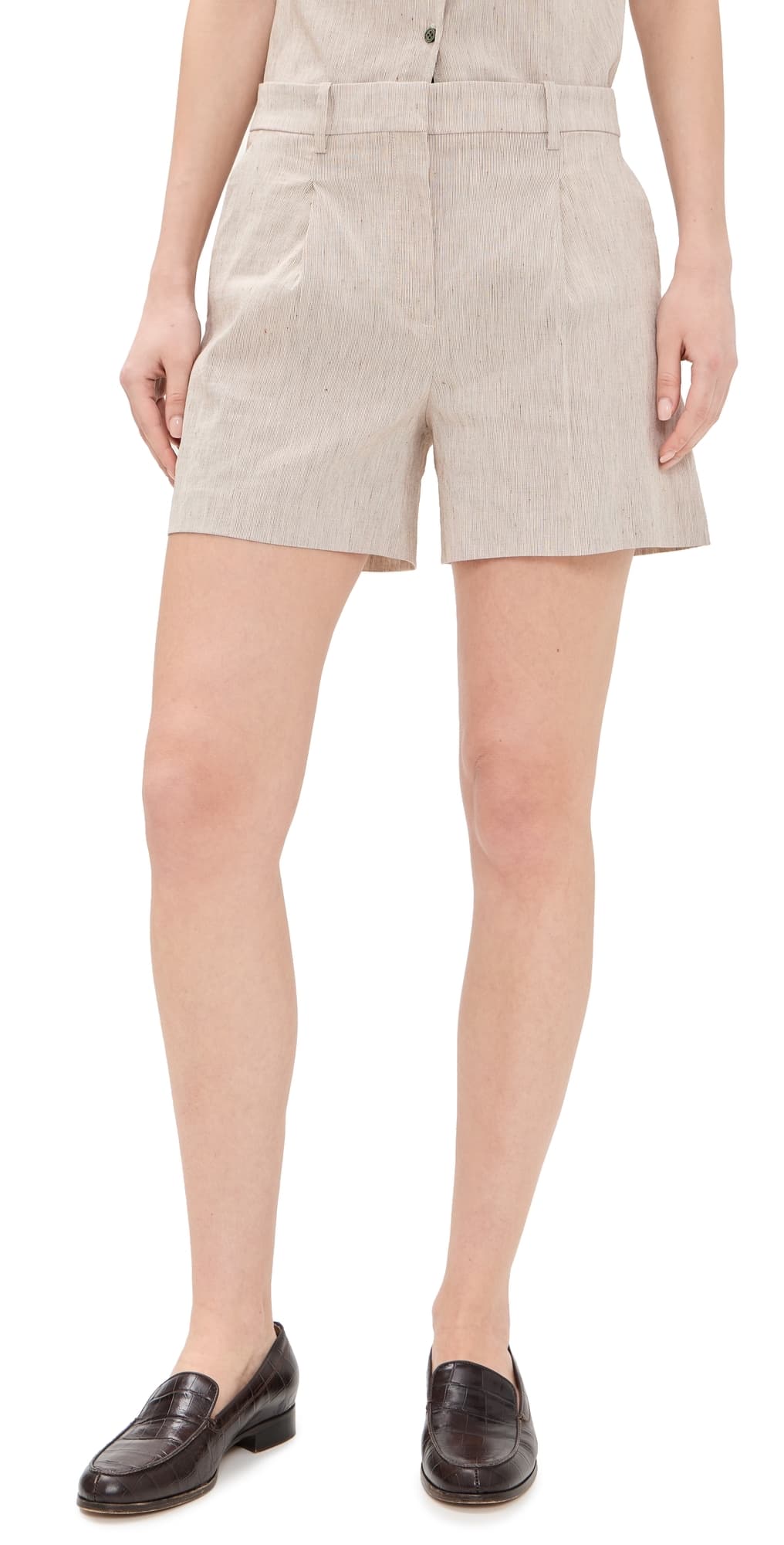 Theory Fluid Pleated Shorts Cognac Multi