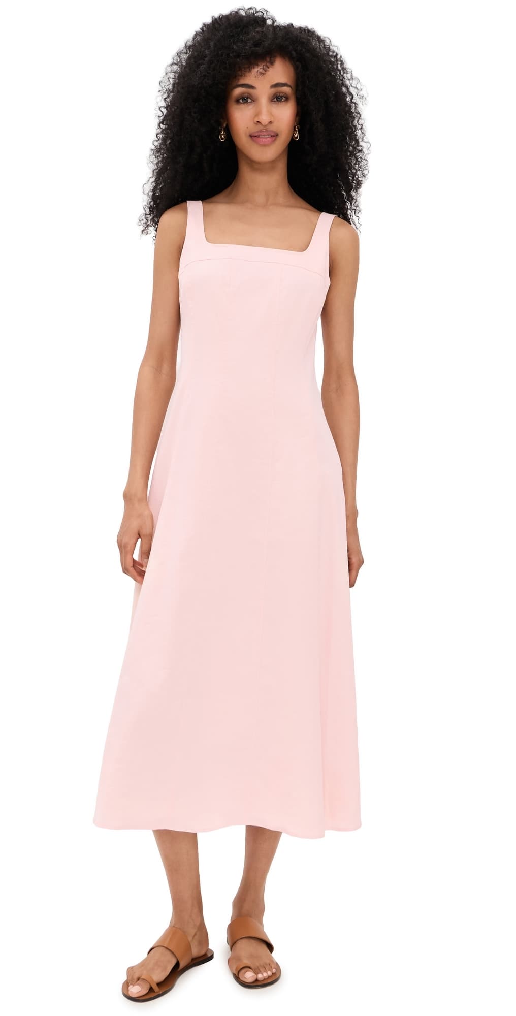 Theory Square Neck Seamed Dress Warm Pink