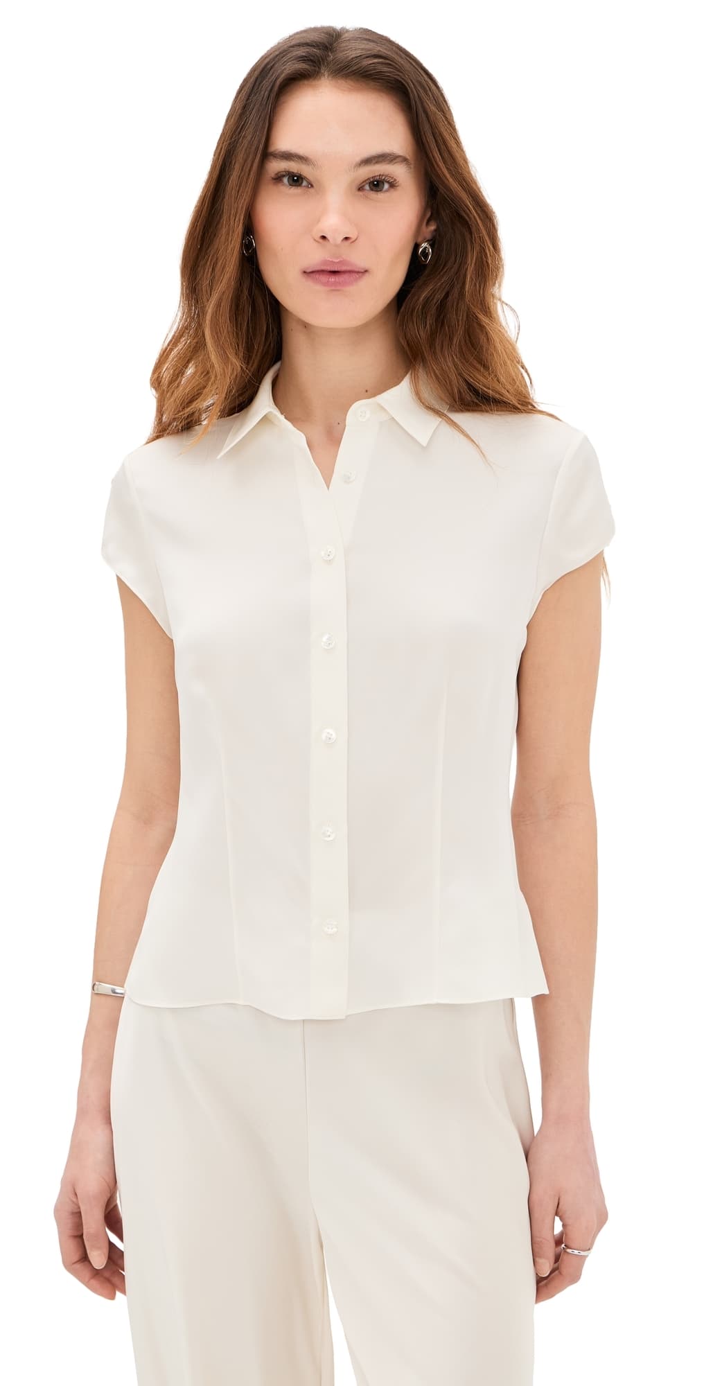 Theory Cap Sleeve Blouse Ivory
