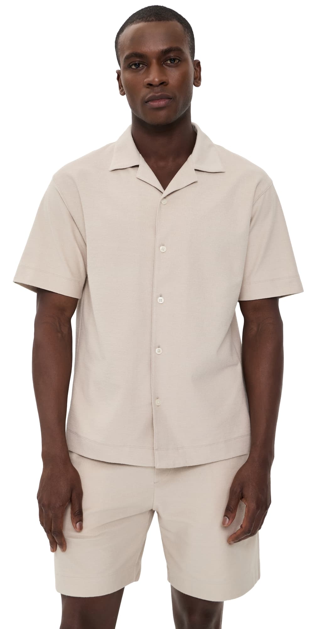 Theory Soft Terry Collar Shirt Warm Silver Cloud