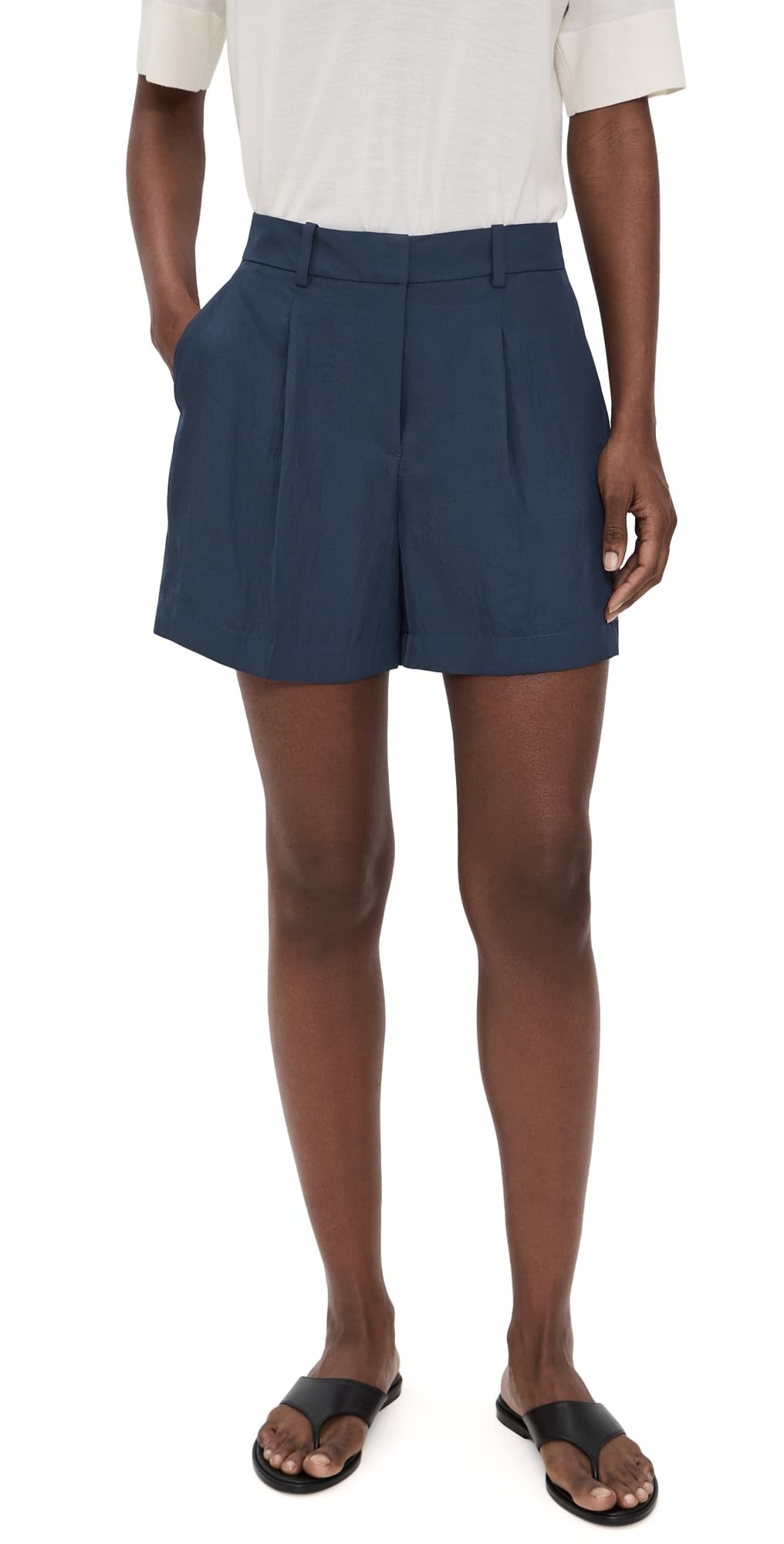 Theory Fluid Pleated Shorts Nocturne Navy/Xlv