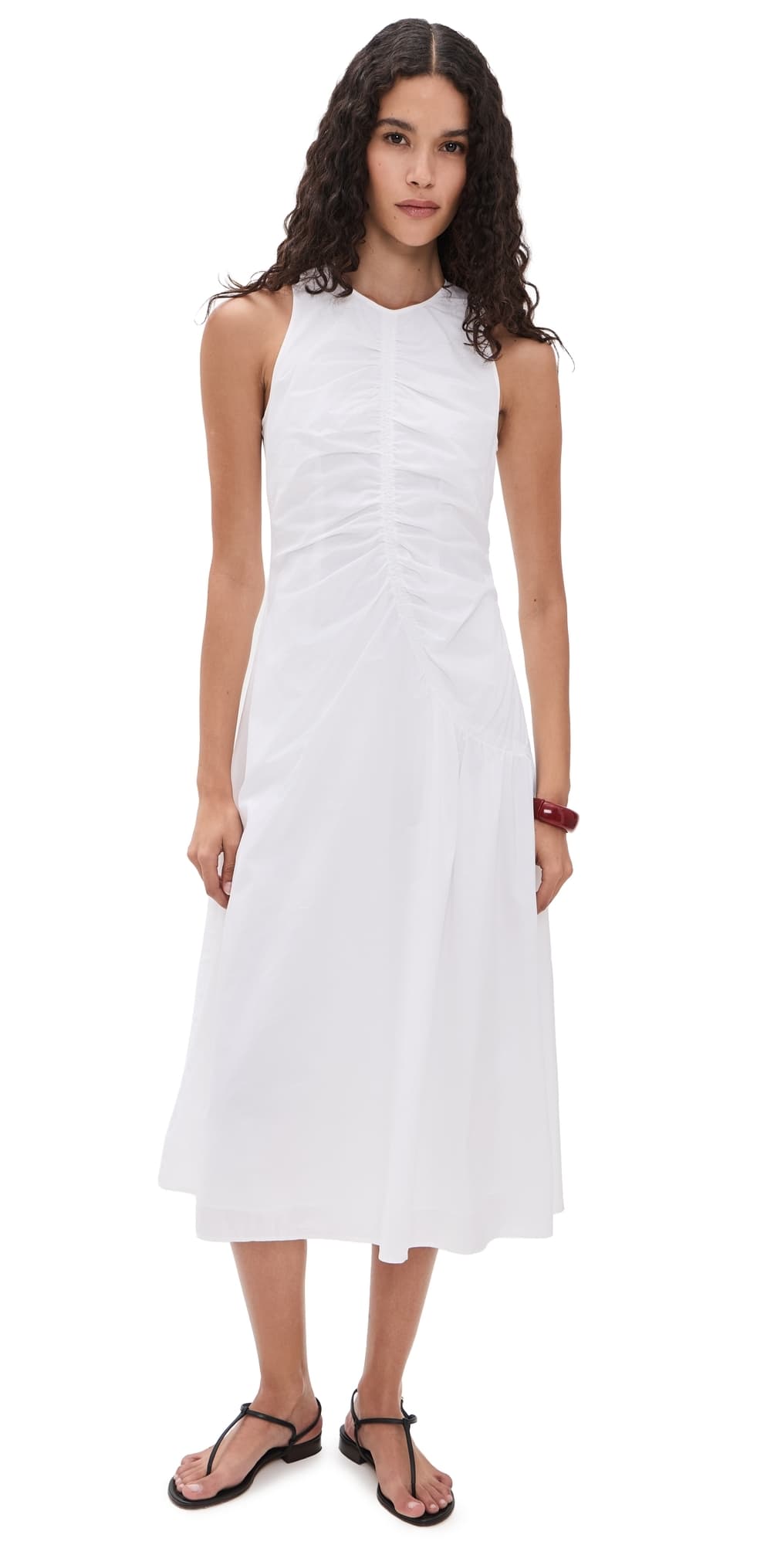 Theory Asymmetrical Ruched Tank Dress white - 100