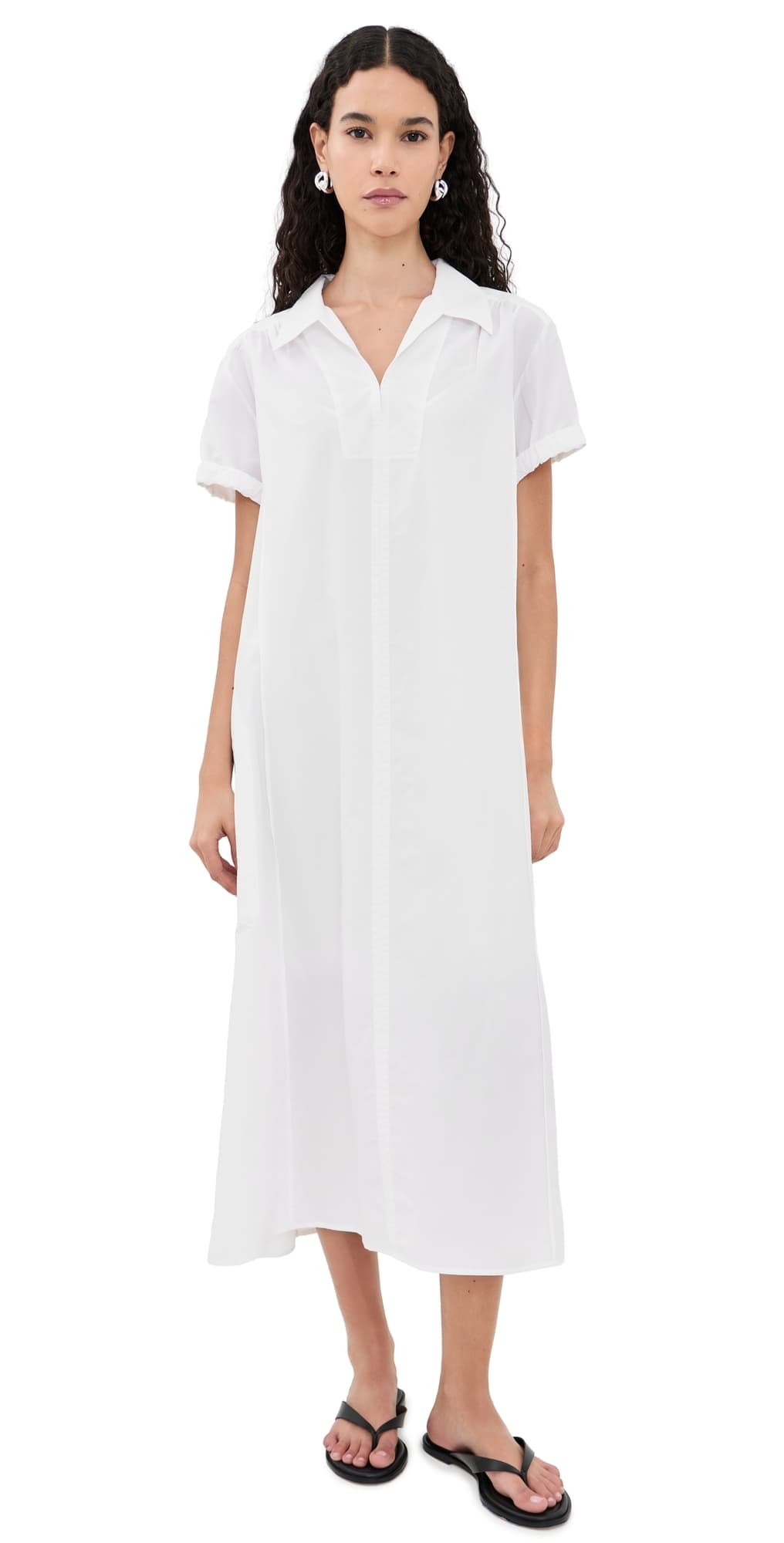 Theory Gathered Easy Polo Dress white - 100