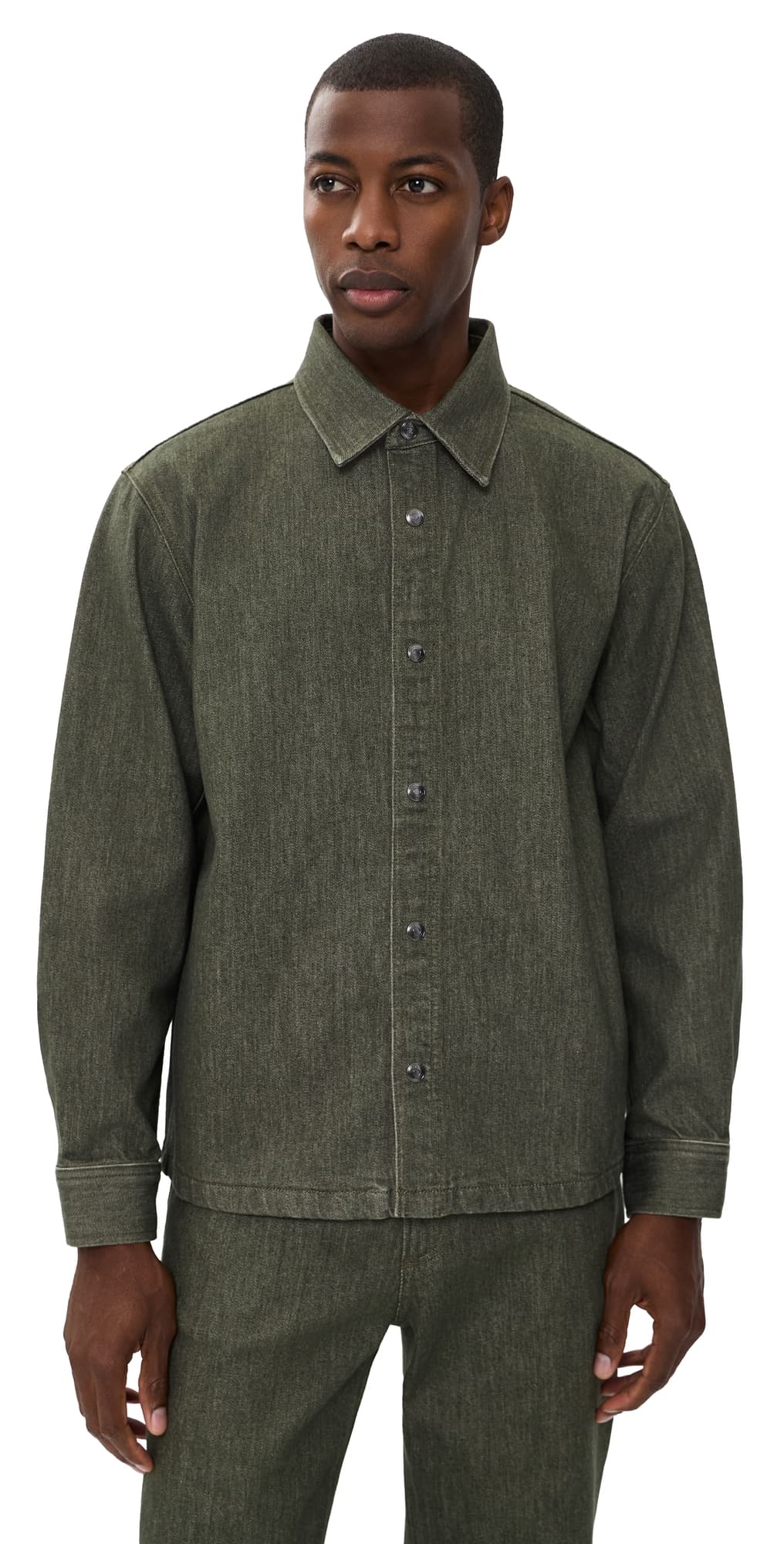 Theory Denim Button Down Shacket Army