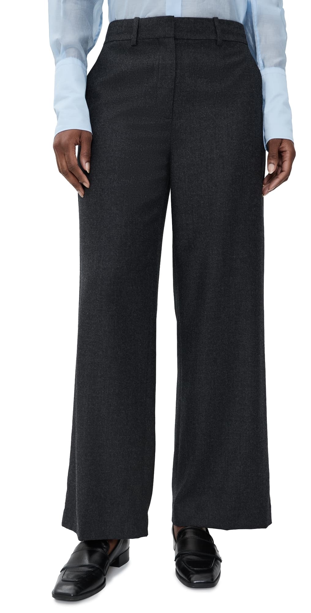 Theory Classic Straight Wool Trousers New Charcoal Melange