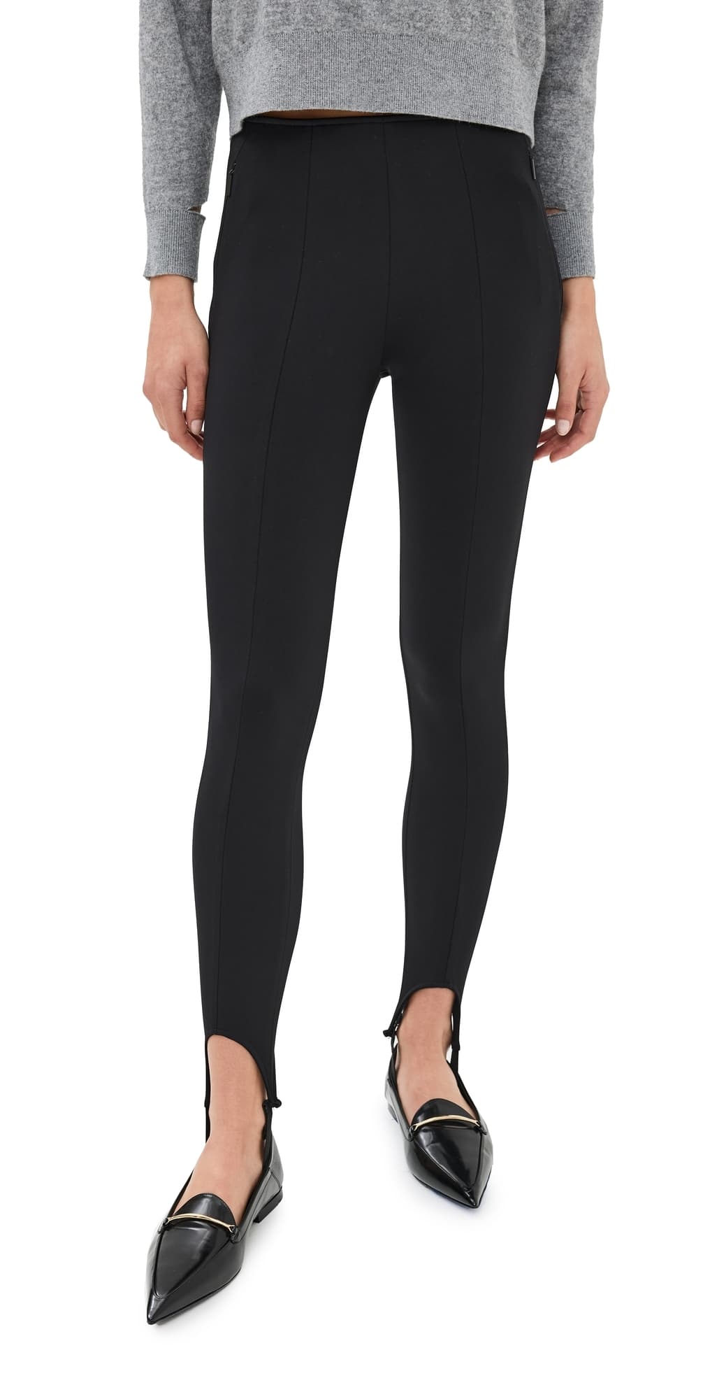Tibi Compact Ultra Stretch Knit Stirrup Leggings Black
