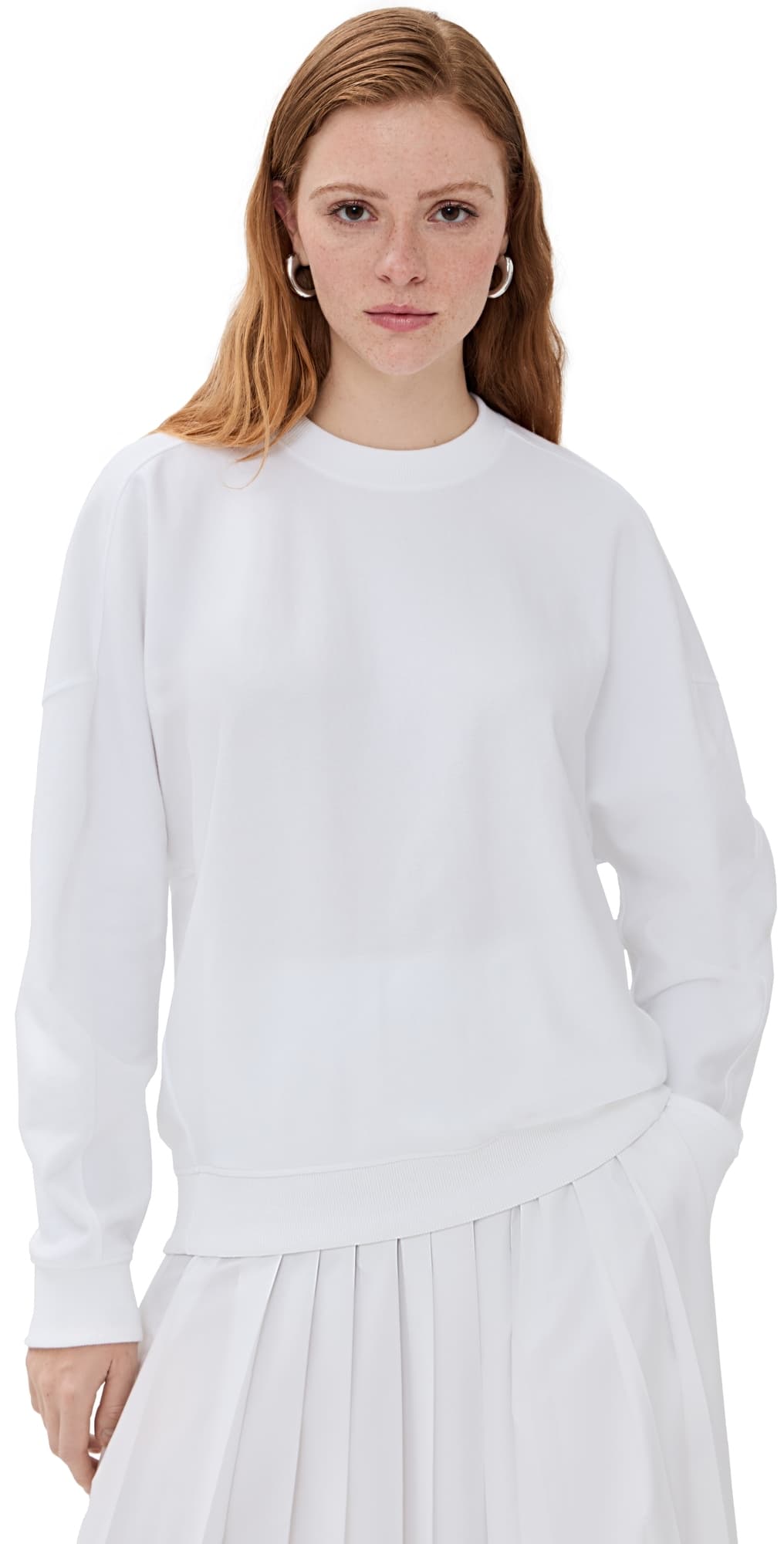 Tibi Lightweight Crew Neck Sweatshirt White