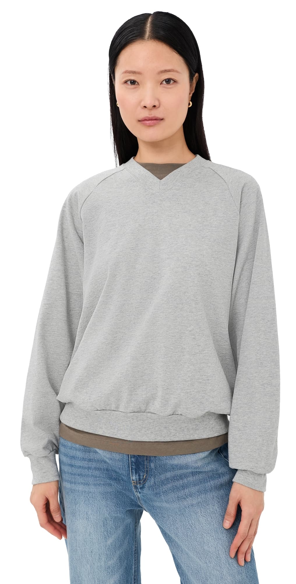 Tibi Perfect T-Shirt Vintage Sweatshirt Heather Grey