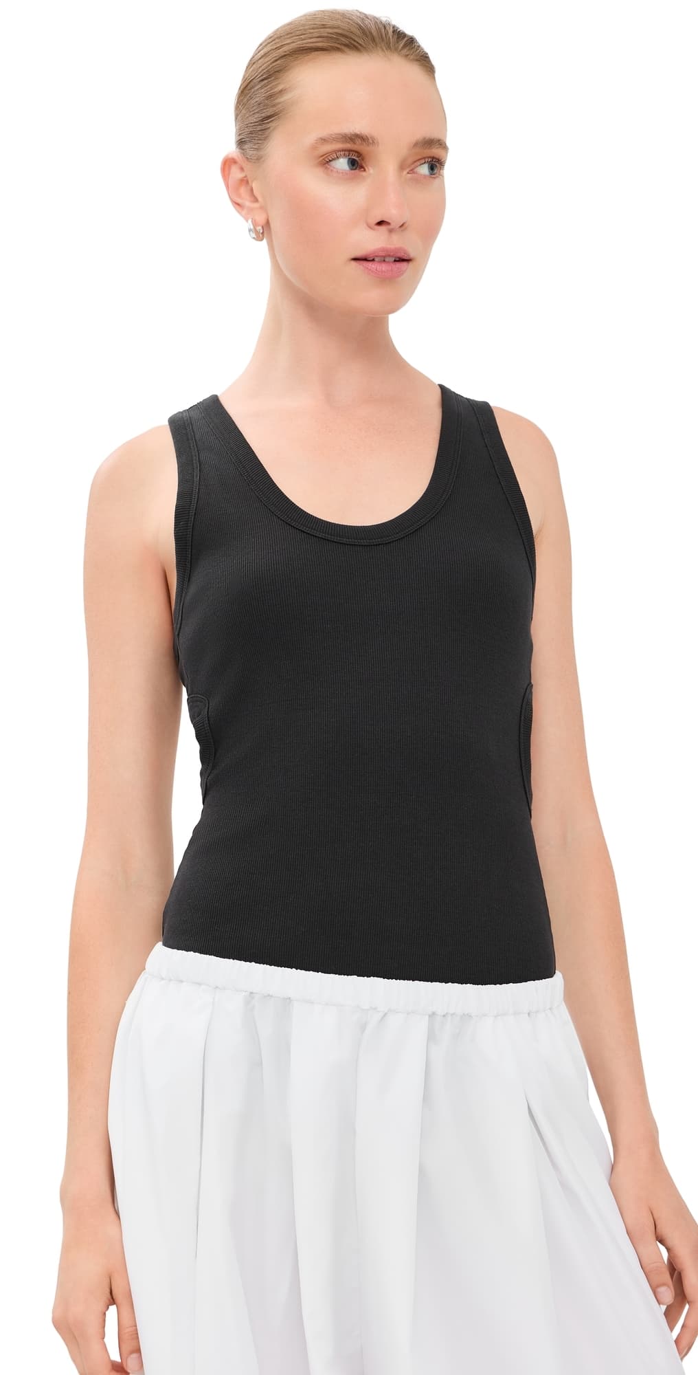 Tibi Ribbed T Racerback Tank Black