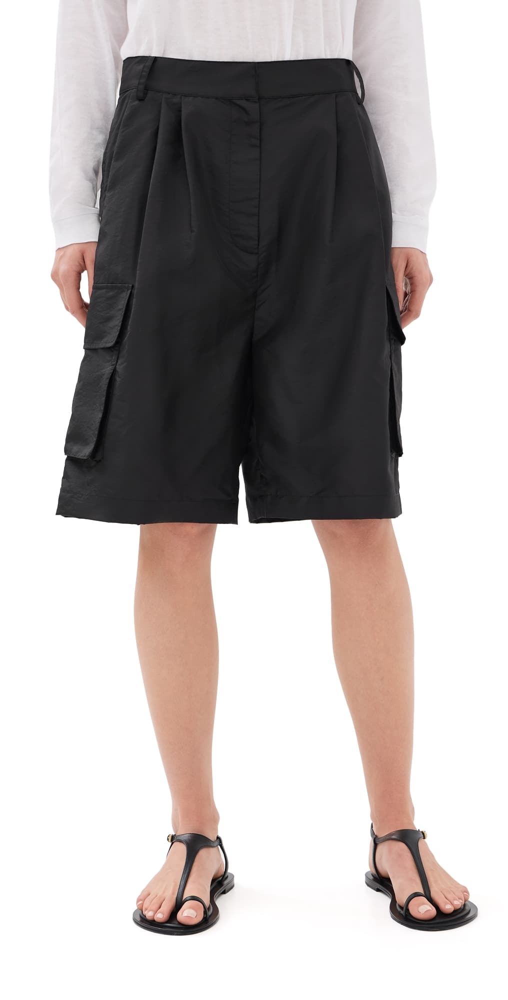 Tibi Crispy Nylon Stella Shorts Black