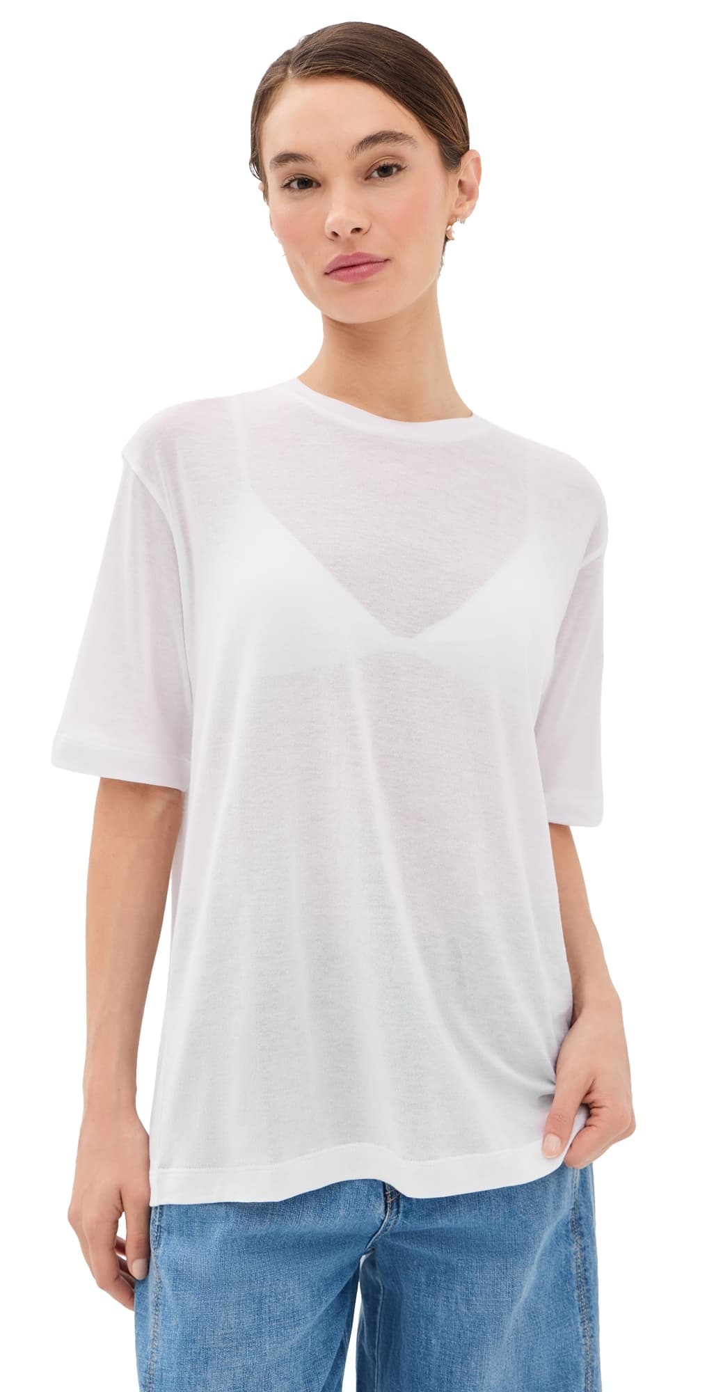 Tibi Sheer Crepe Knit Tee White XS
