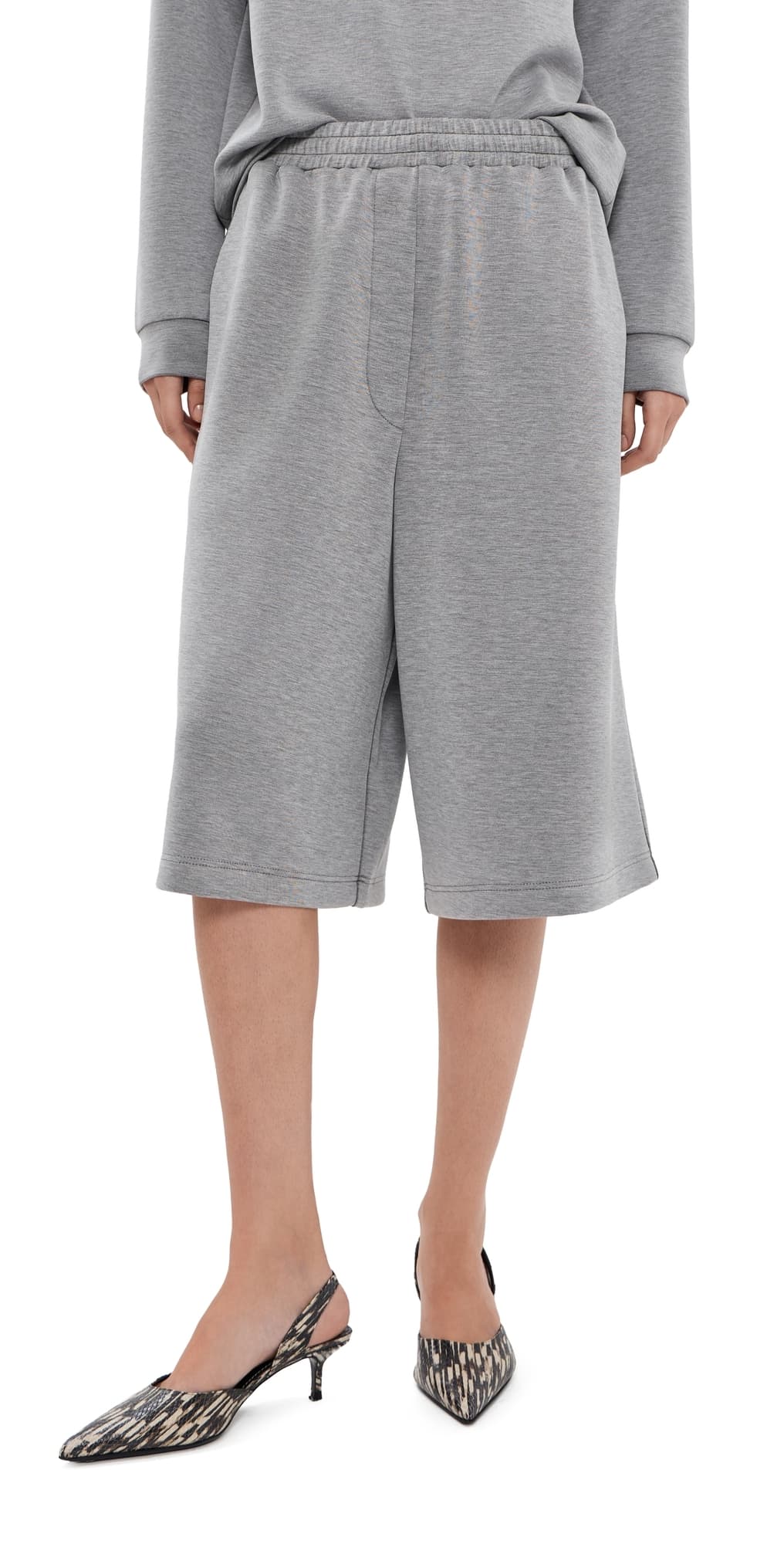 Tibi Feather Weight Viscose Neoprene Relaxed Shorts Grey