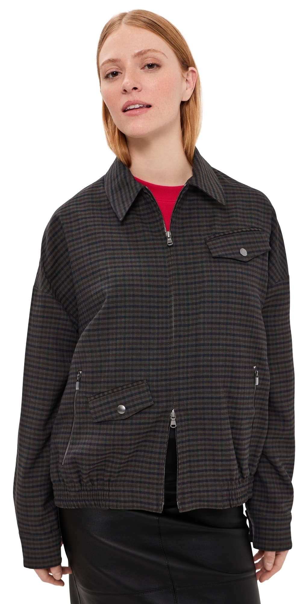 Tibi Cedrick Suiting Bomber Jacket Grey Multi