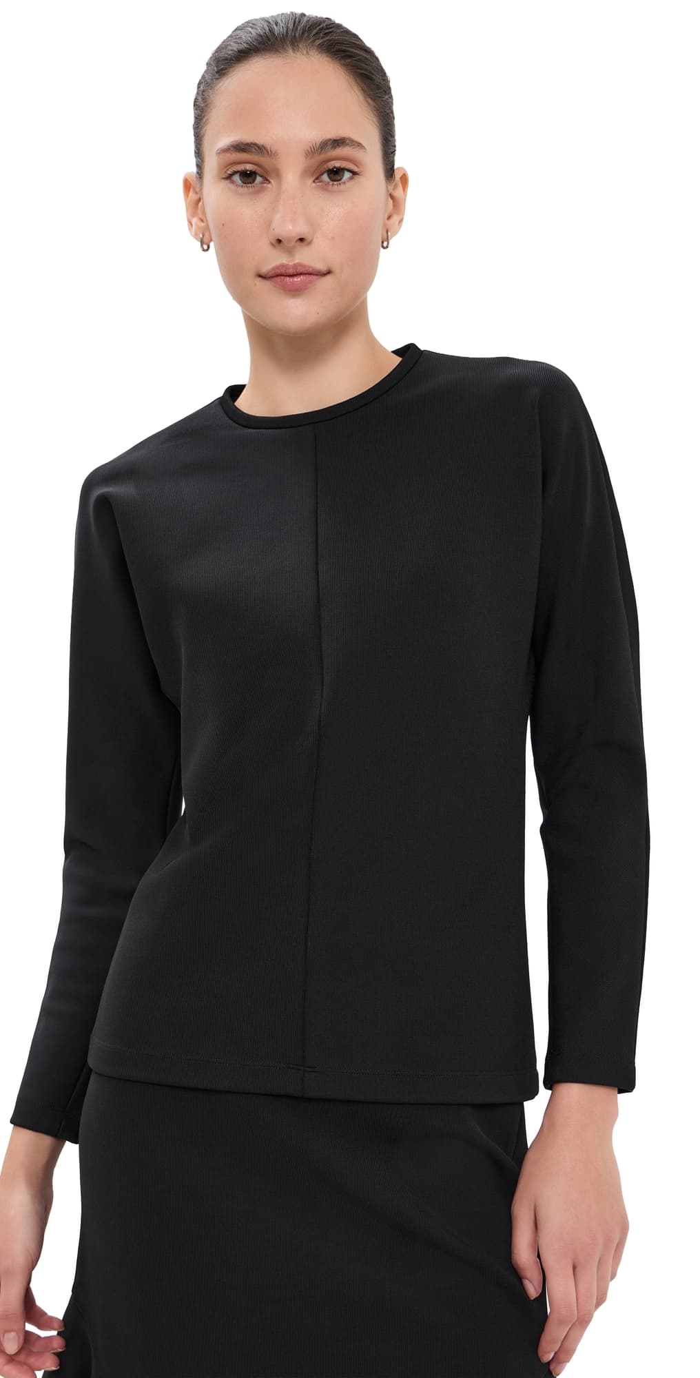 Tibi Luxe Crepe Knit Dolman Top Black
