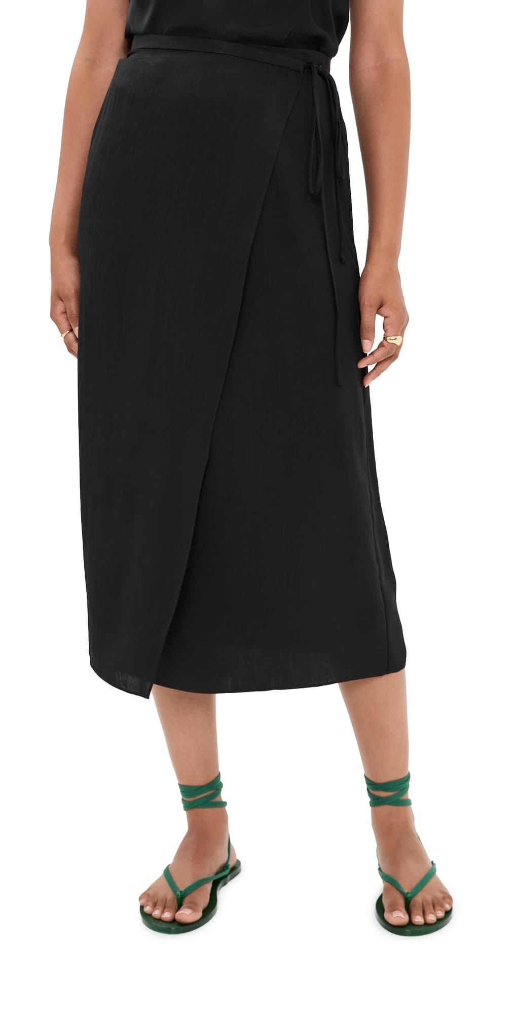 Tibi Summer Slip Wrap Skirt Black